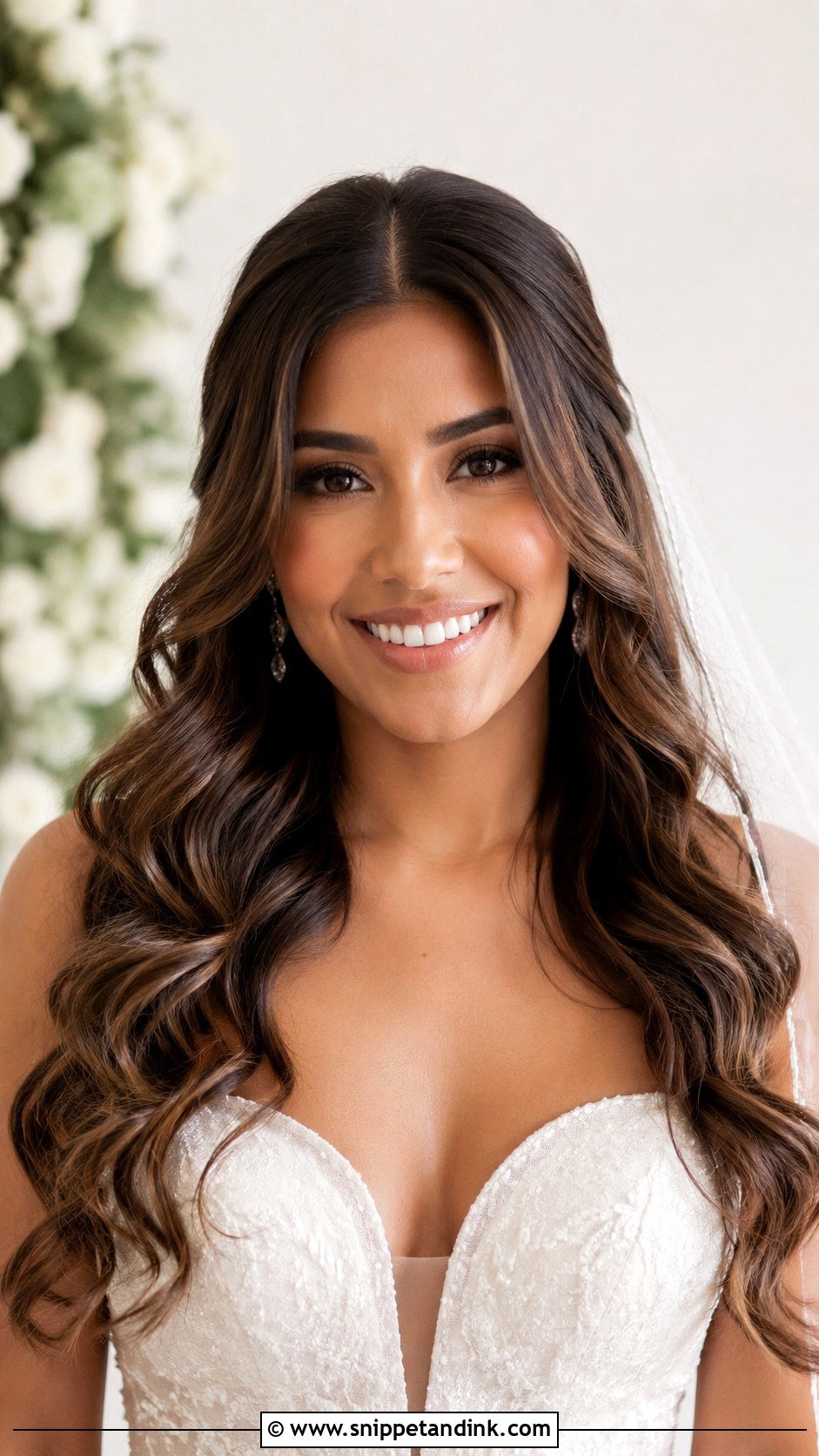 Wedding Soft Curls With Middle Part - Snippet and Ink - 15 Wedding Hairstyle Front Look Ideas