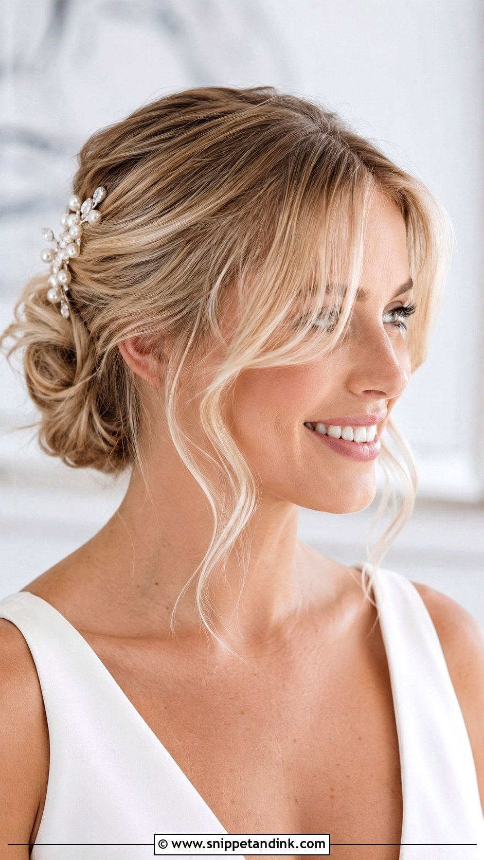 Wedding Updo With Curtain Bangs - Snippet and Ink - 15 Wedding Hair Styles with Bangs