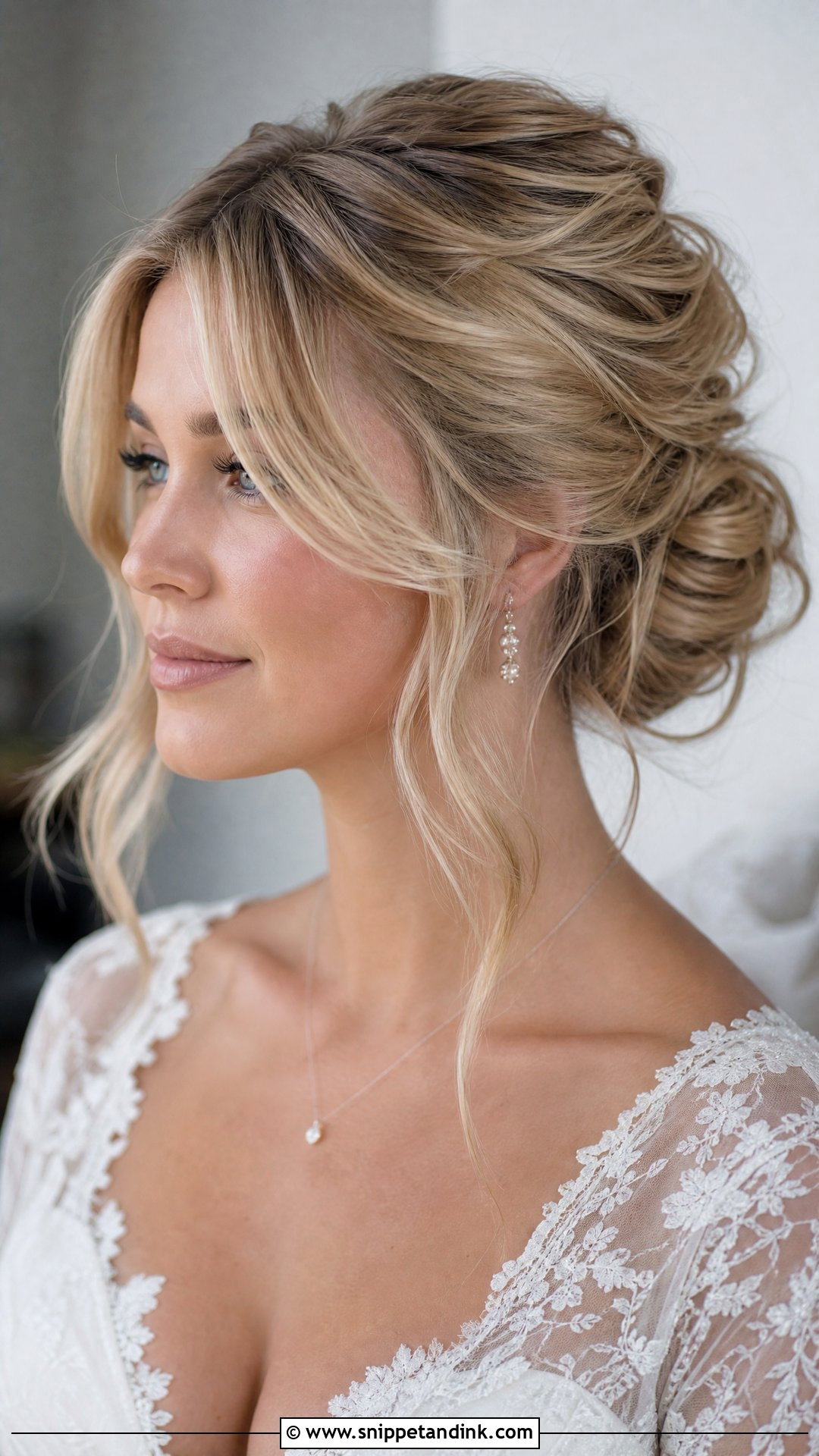 Wedding Updo With Curtain Bangs - Snippet and Ink - 20 Wedding Up Hairstyles