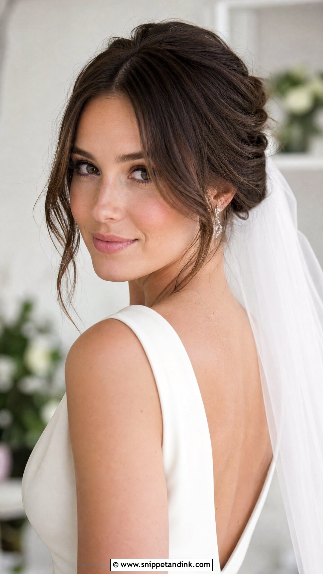 Wedding Updo With Curtain Fringe - Snippet and Ink - 20 Wedding Hair Fringe Ideas