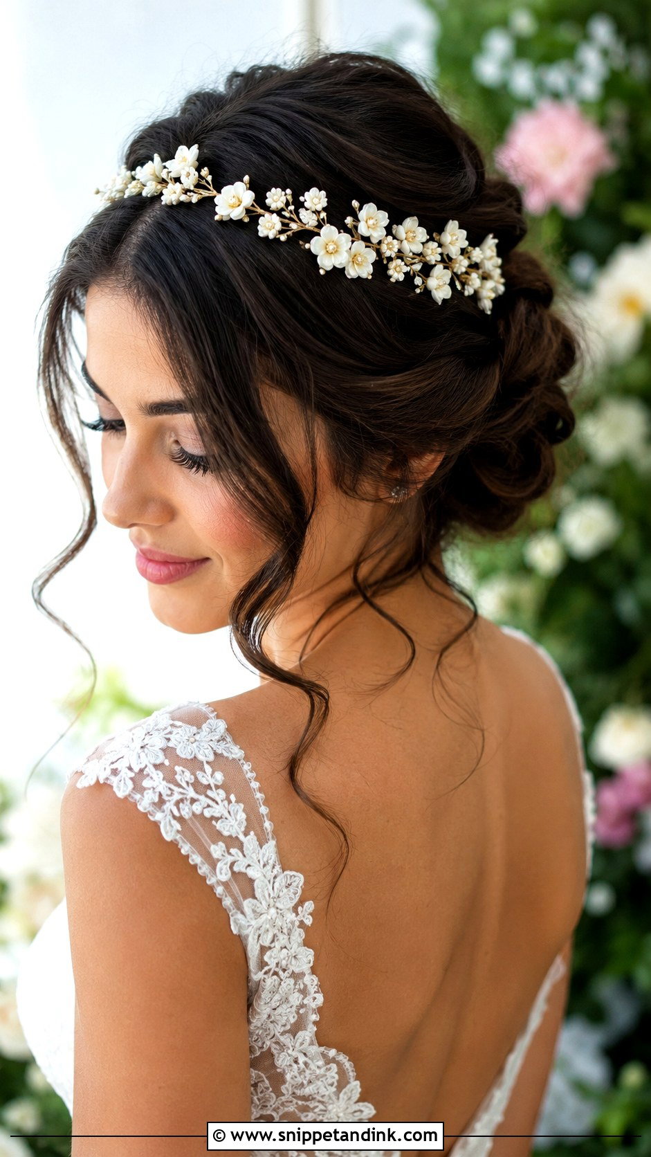 Wedding Updo With Floral Headband - Snippet and Ink - 15 Wedding Hairstyle with Headband Ideas