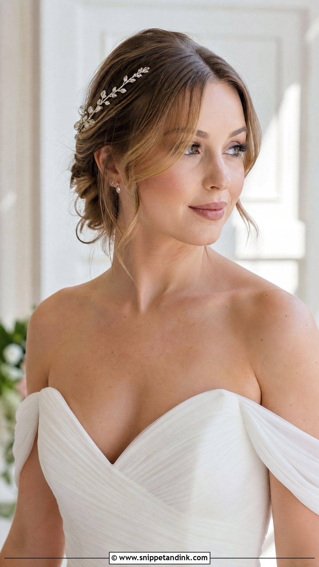 Wedding Updo with Curtain Bangs - Snippet and Ink - 20 Wedding Hair with Fringe Ideas