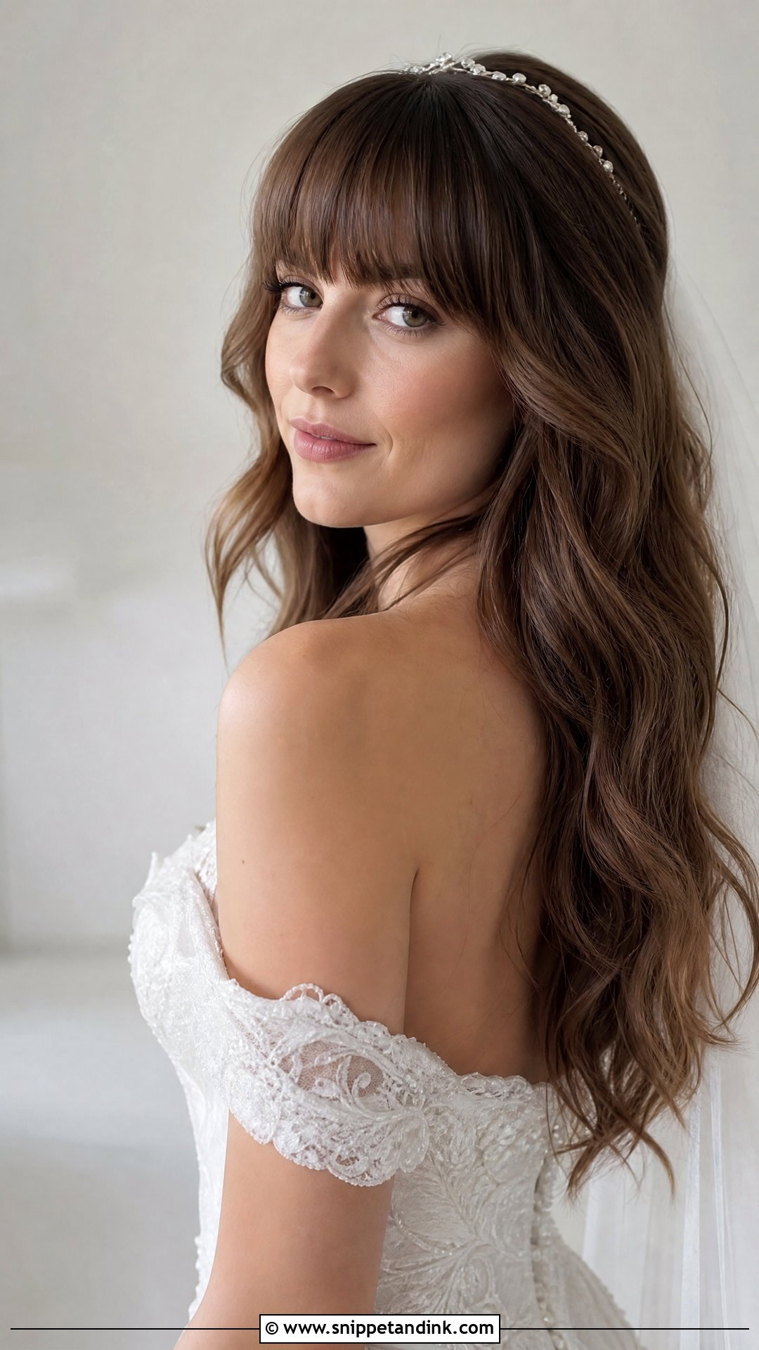 Wedding Waves With Full Fringe - Snippet and Ink - 20 Wedding Hair Fringe Ideas