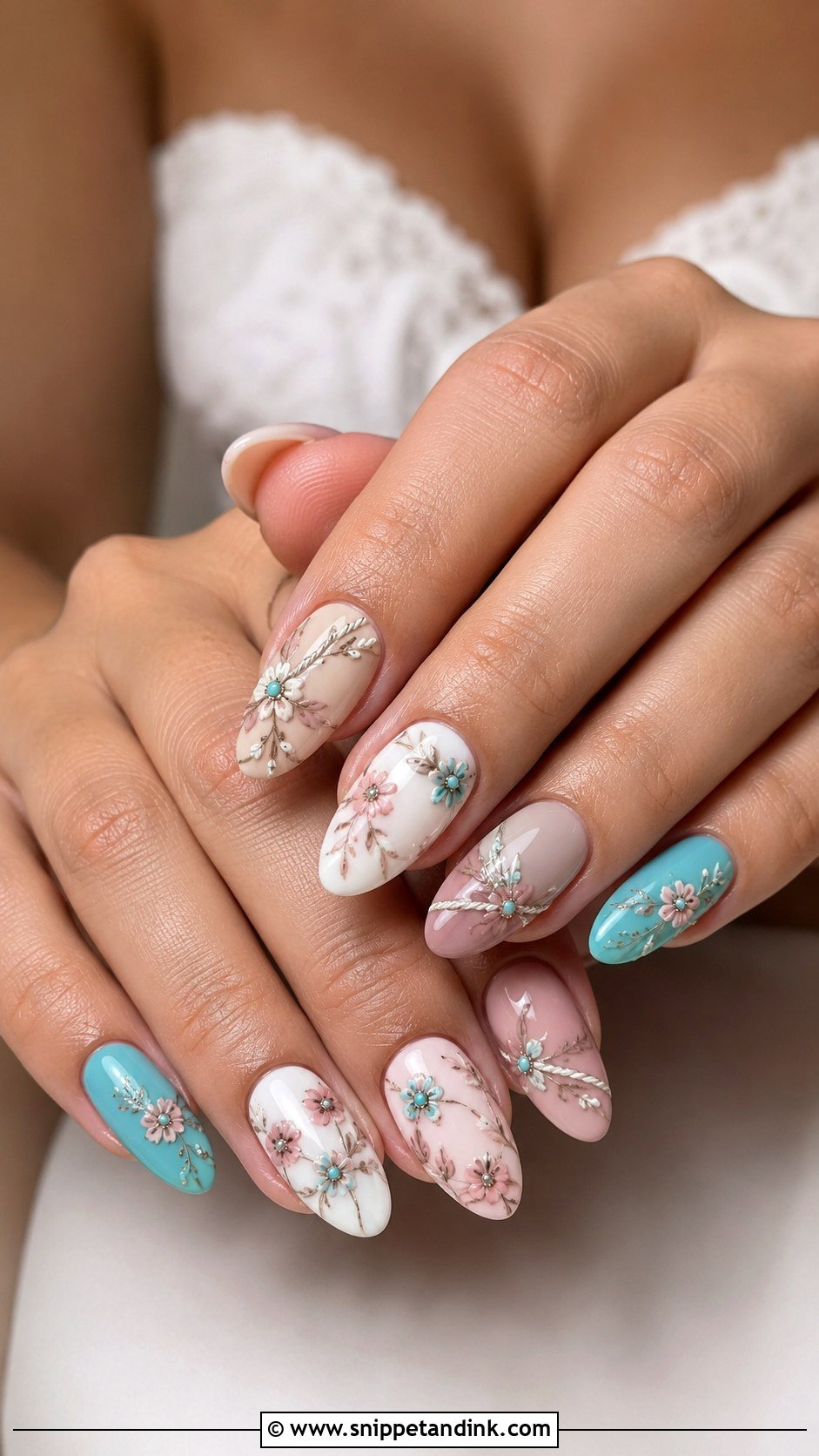 Western Bridal Floral Nails - Snippet and Ink - 20 Western Bridal Nails
