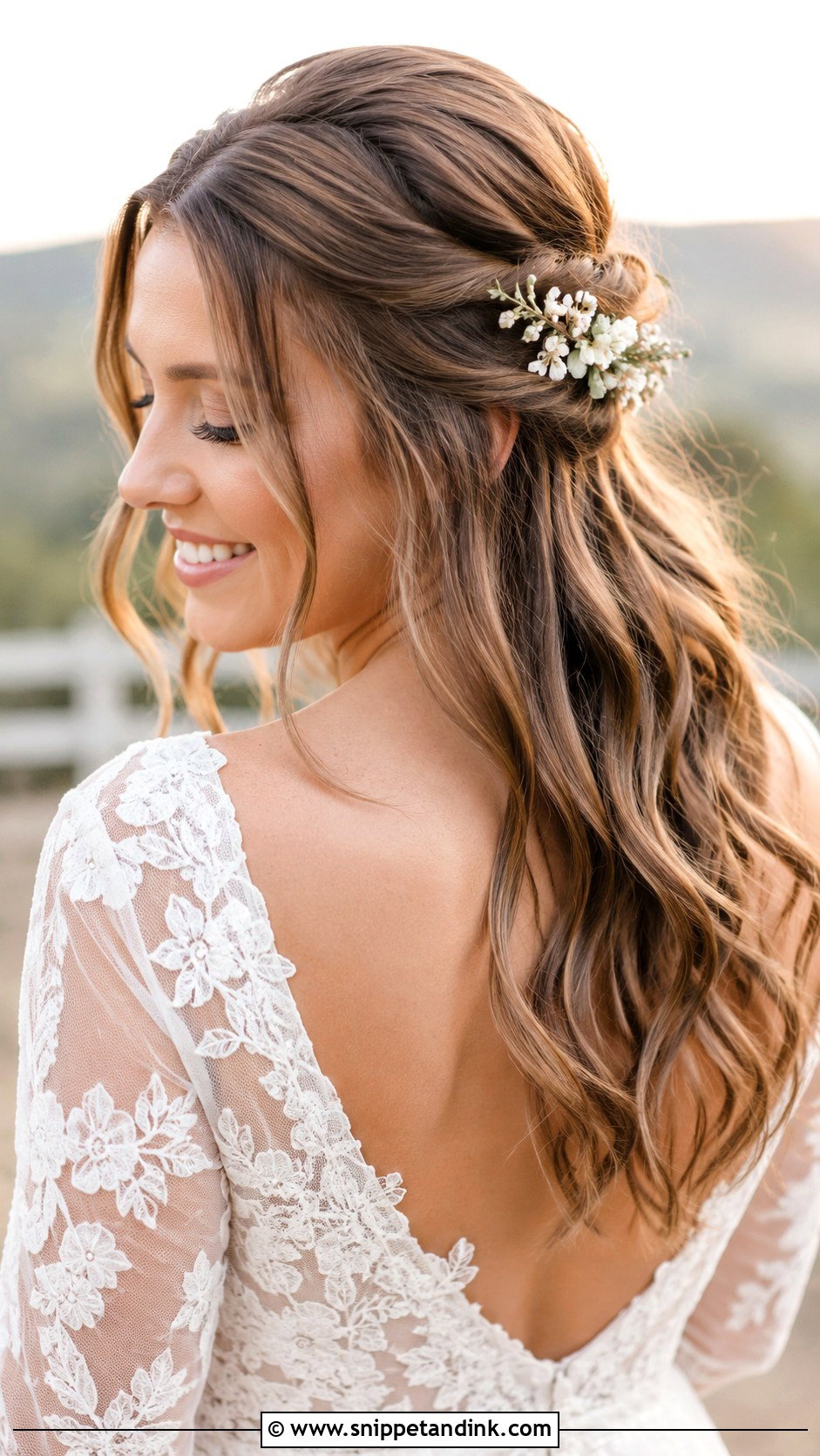 Western Bridal Half Up Hair - Snippet and Ink - 15 Western Bridal Hair Ideas