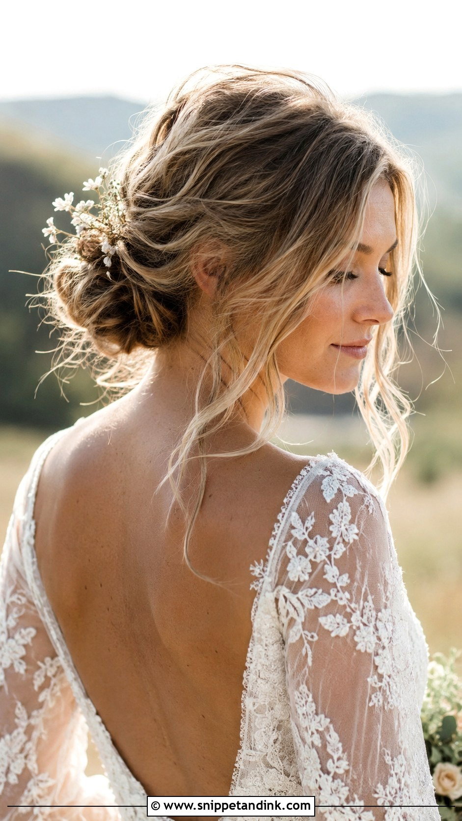 Western Bridal Messy Bun - Snippet and Ink - 15 Western Bridal Hair Ideas