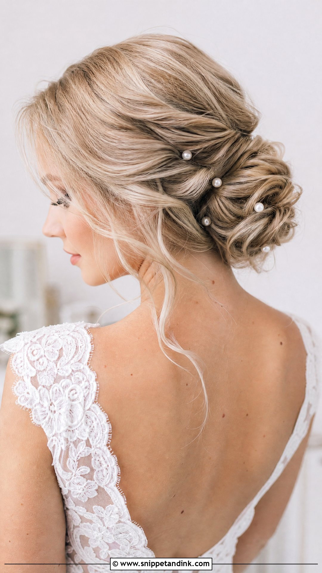 Western Bridal Pearl Hair Bun - Snippet and Ink - 20 Western Bridal Hairstyles