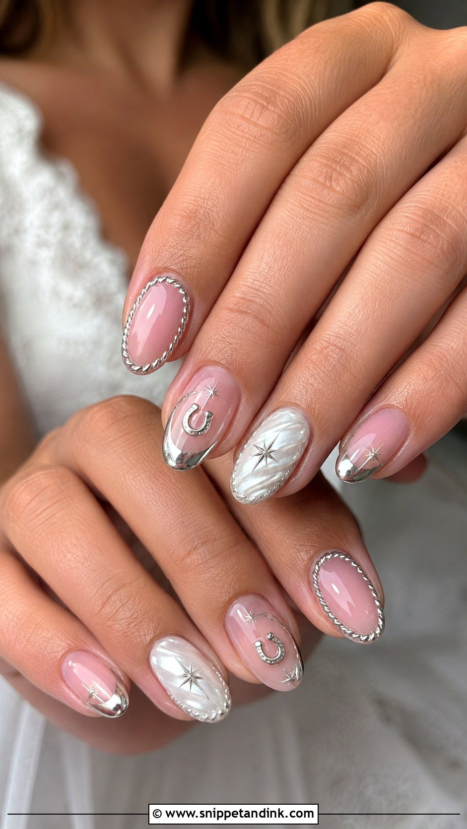 Western Bridal Silver Nails - Snippet and Ink - 20 Western Bridal Nails