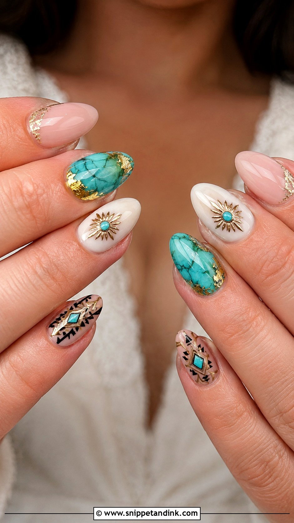 Western Bridal Turquoise Nails - Snippet and Ink - 20 Western Bridal Nails