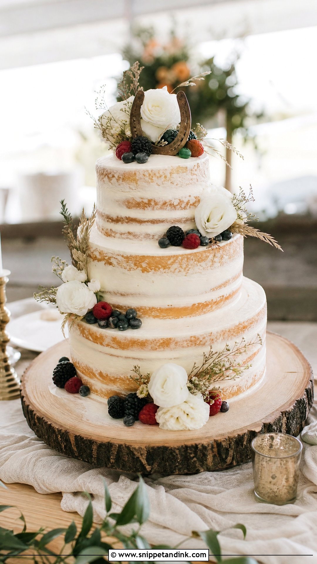 Western Naked Wedding Cake - Snippet and Ink - 20 Western Wedding Cake Ideas