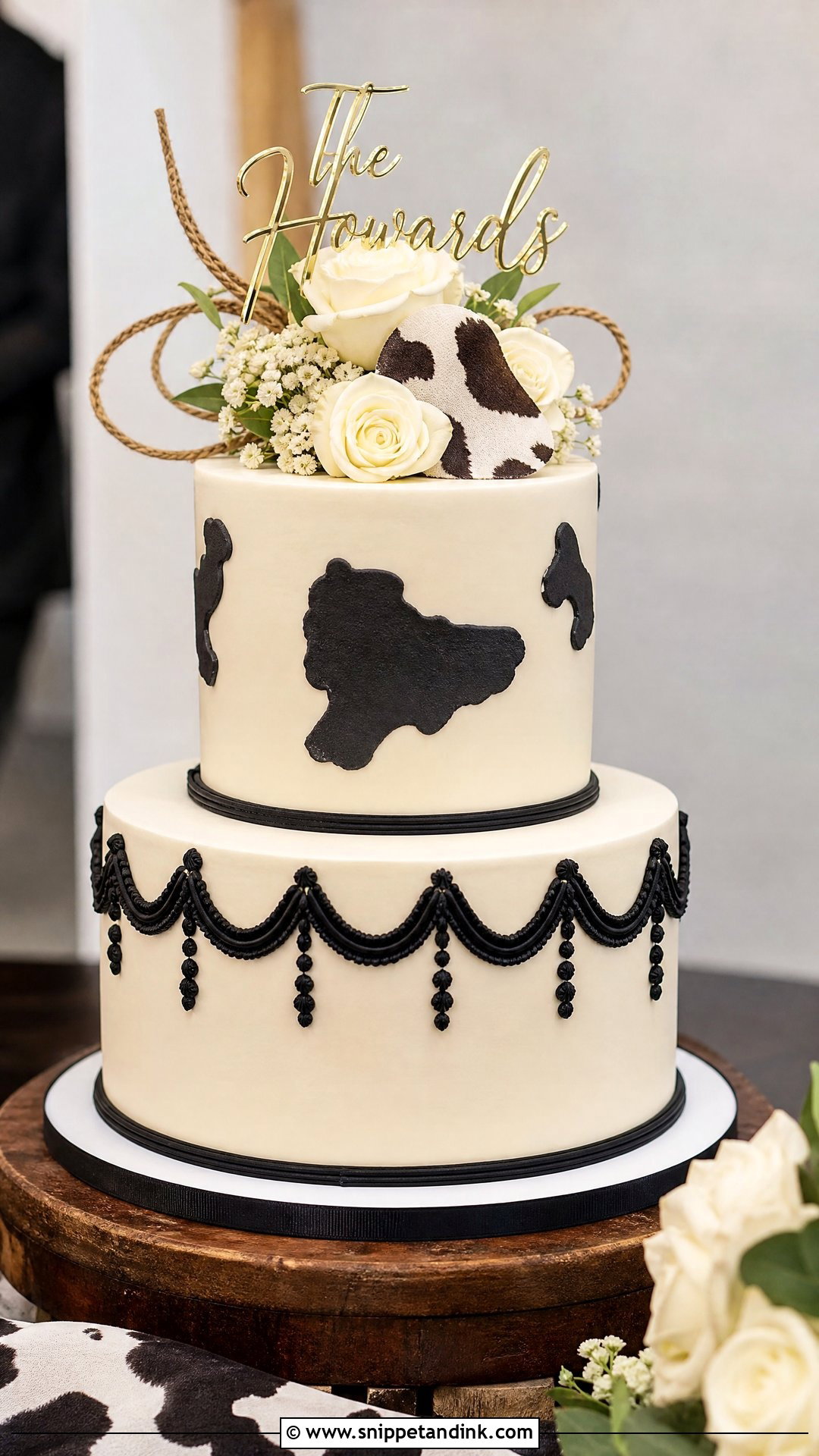 Western Wedding Cake With Black And White - Snippet and Ink - 30 Western Cake Ideas for Wedding
