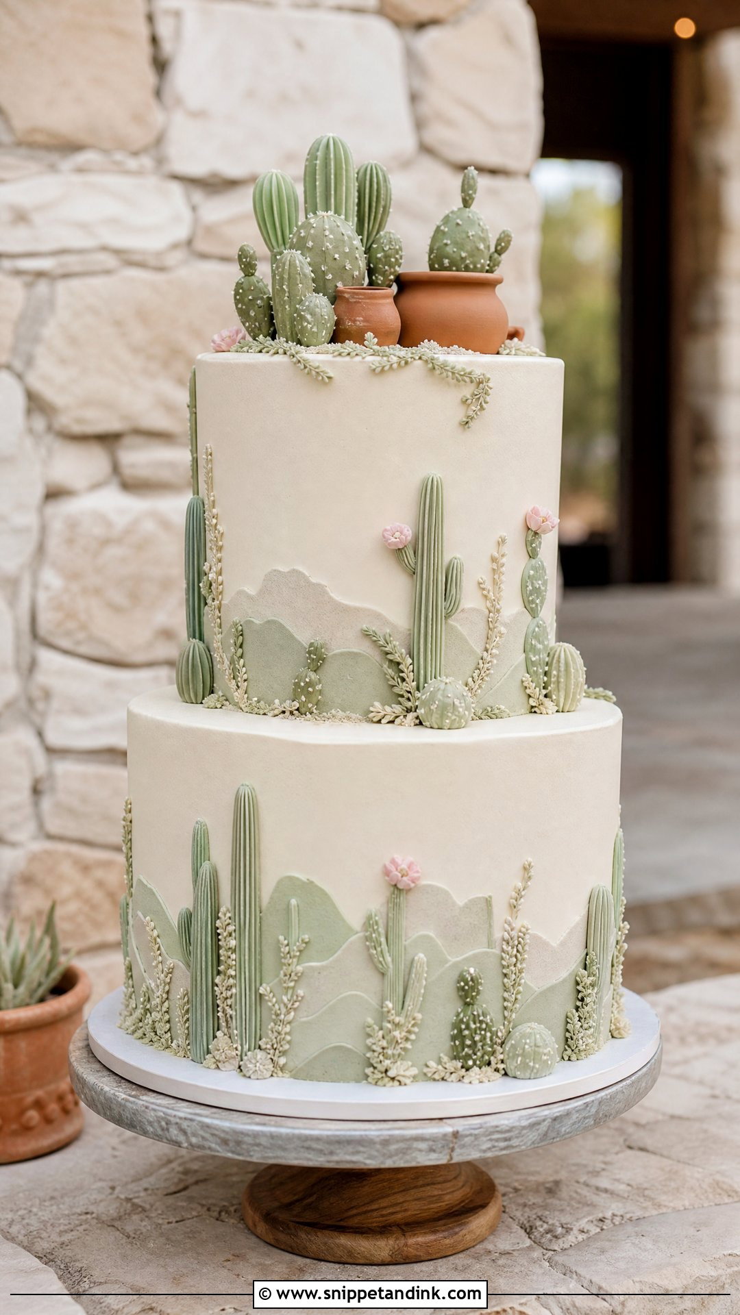 Western Wedding Cake With Cactus - Snippet and Ink - 30 Western Cake Ideas for Wedding