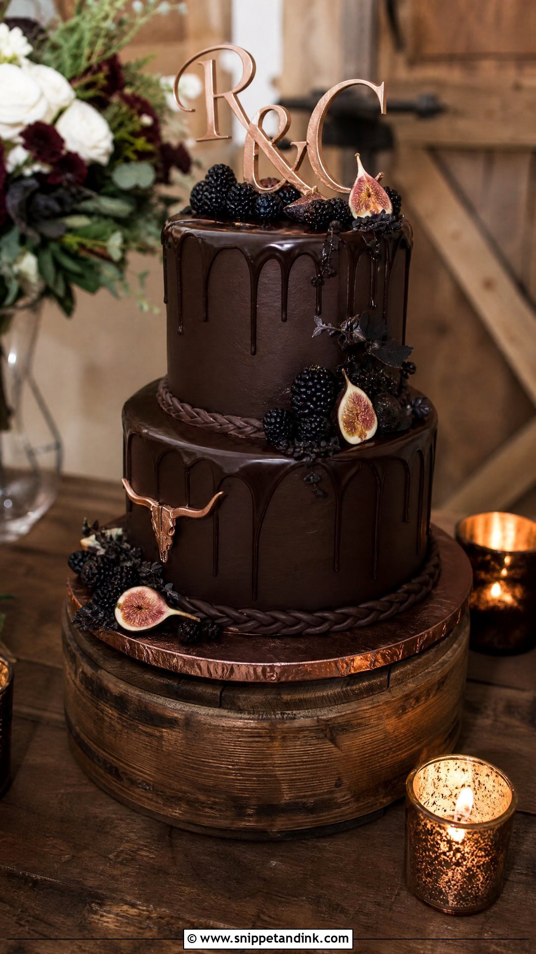 Western Wedding Cake With Chocolate Ganache - Snippet and Ink - 30 Western Cake Ideas for Wedding