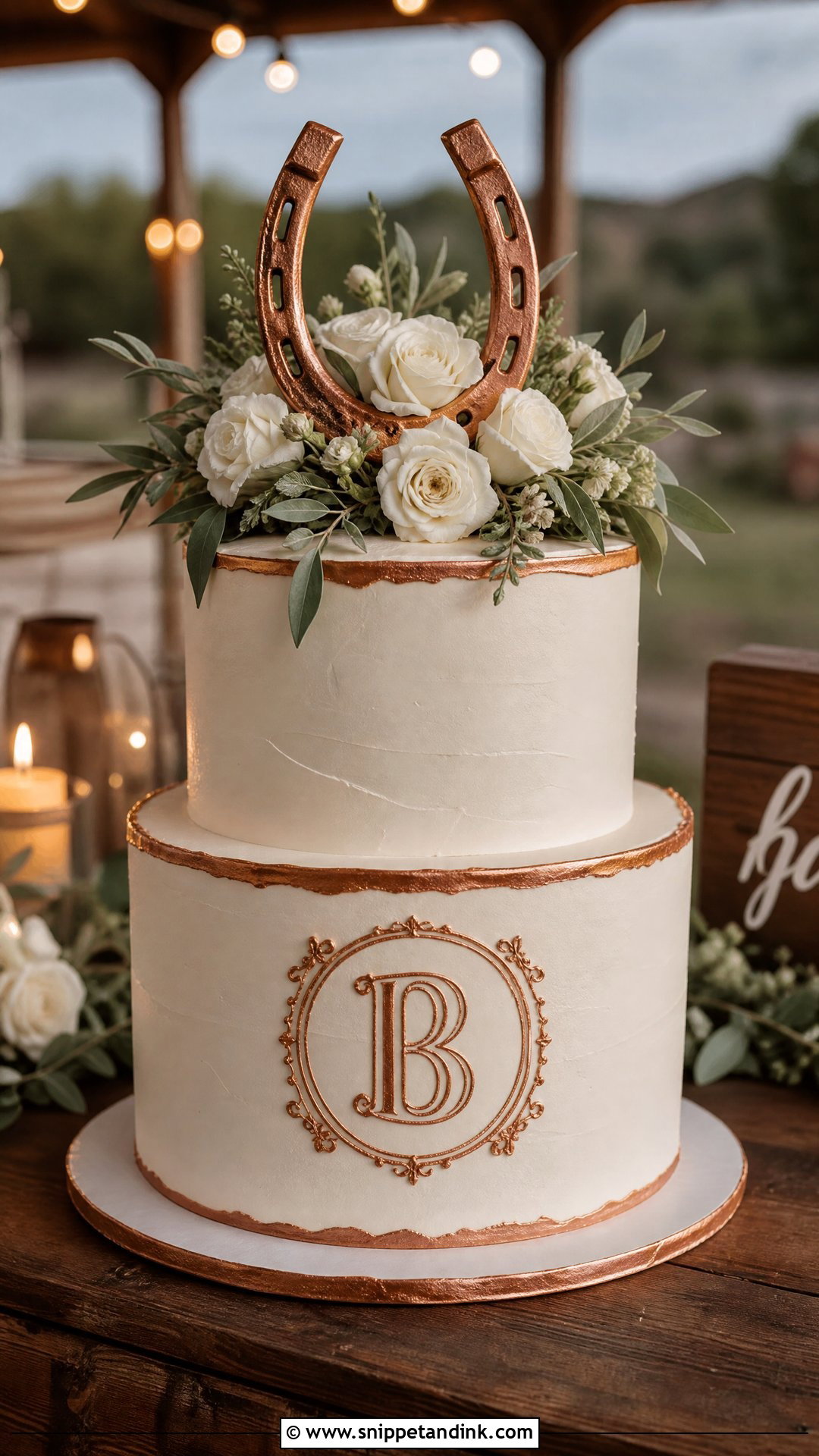 Western Wedding Cake With Copper - Snippet and Ink - 30 Western Cake Ideas for Wedding