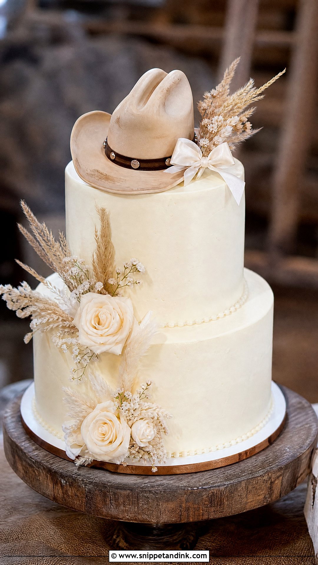 Western Wedding Cake With Cowboy Hat - Snippet and Ink - 30 Western Cake Ideas for Wedding