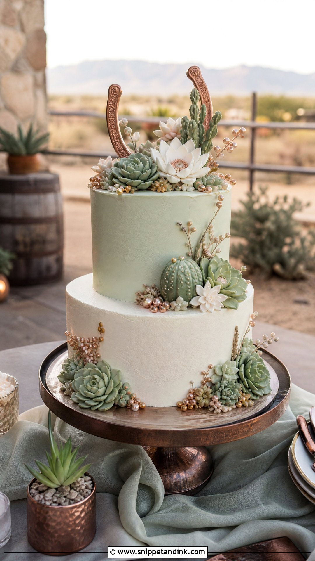 Western Wedding Cake With Succulents - Snippet and Ink - 30 Western Cake Ideas for Wedding