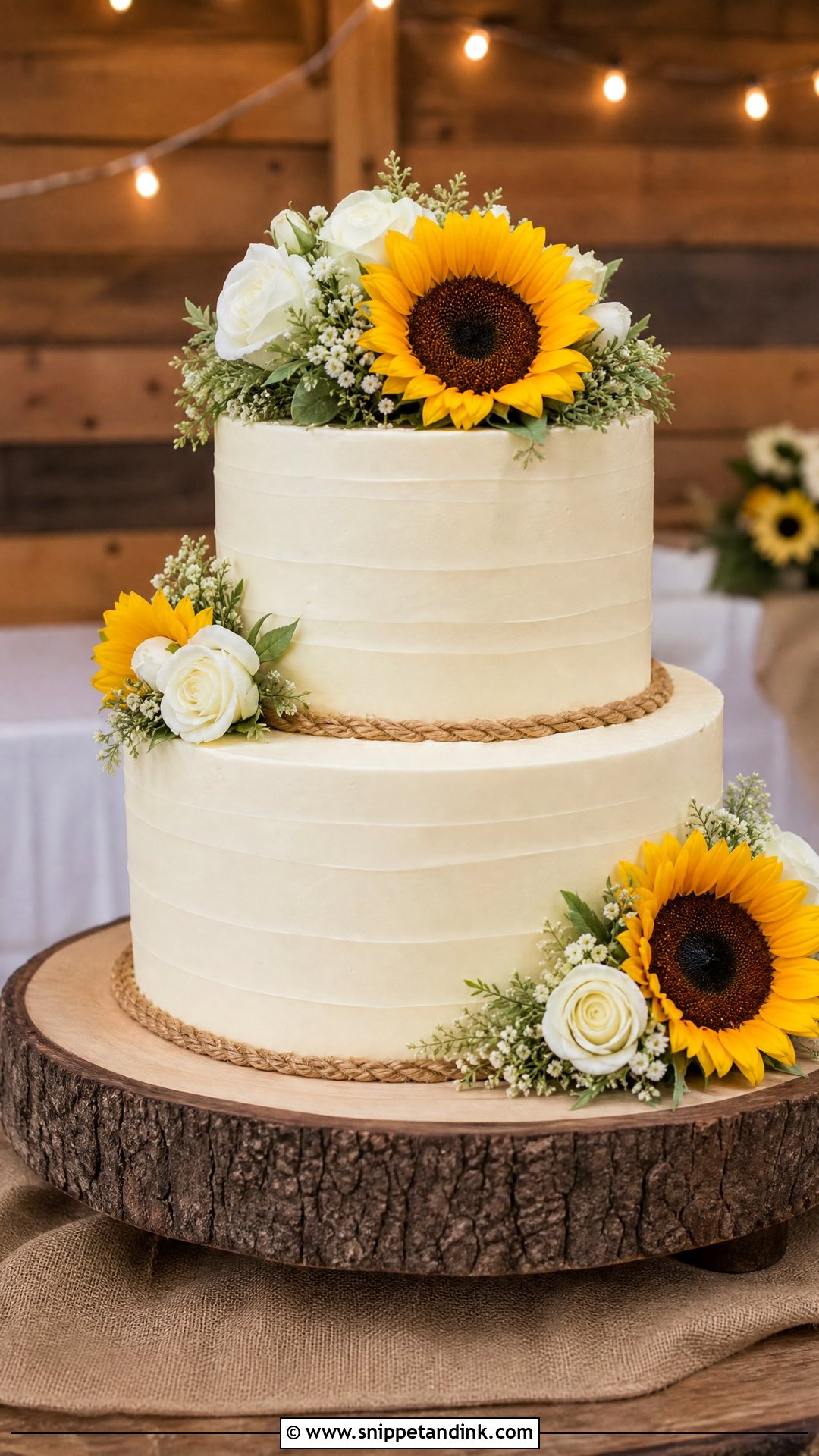 Western Wedding Cake With Sunflowers - Snippet and Ink - 30 Western Cake Ideas for Wedding