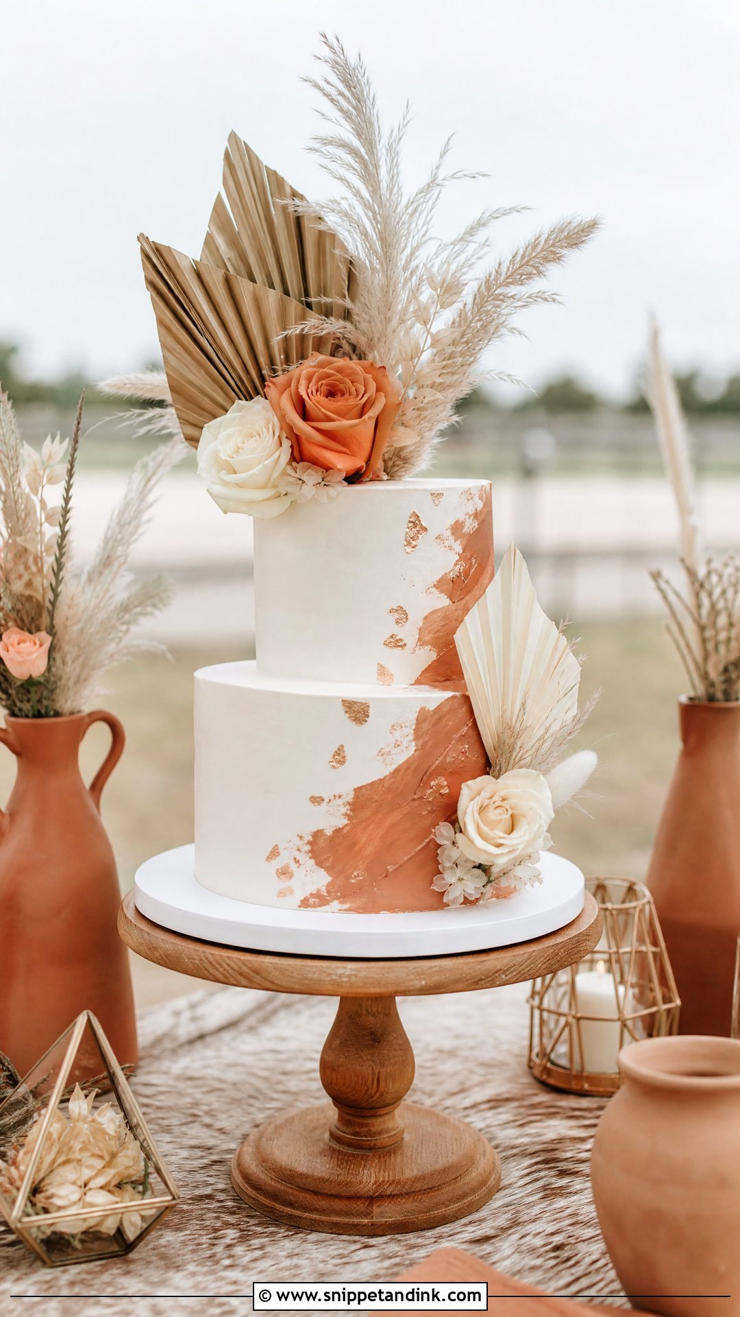 Western Wedding Cake With Terracotta - Snippet and Ink - 30 Western Cake Ideas for Wedding