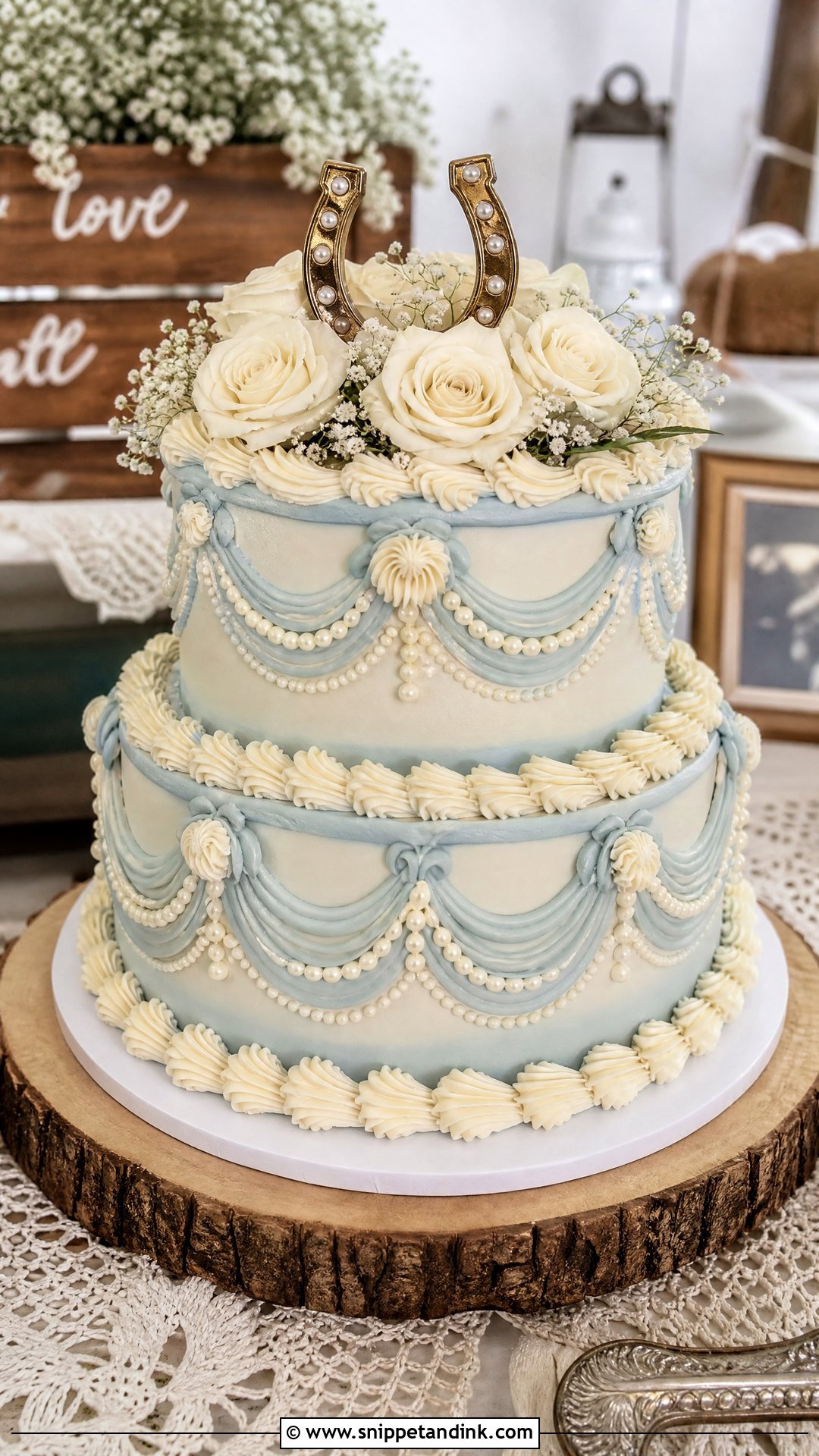 Western Wedding Cake With Vintage Piping - Snippet and Ink - 30 Western Cake Ideas for Wedding