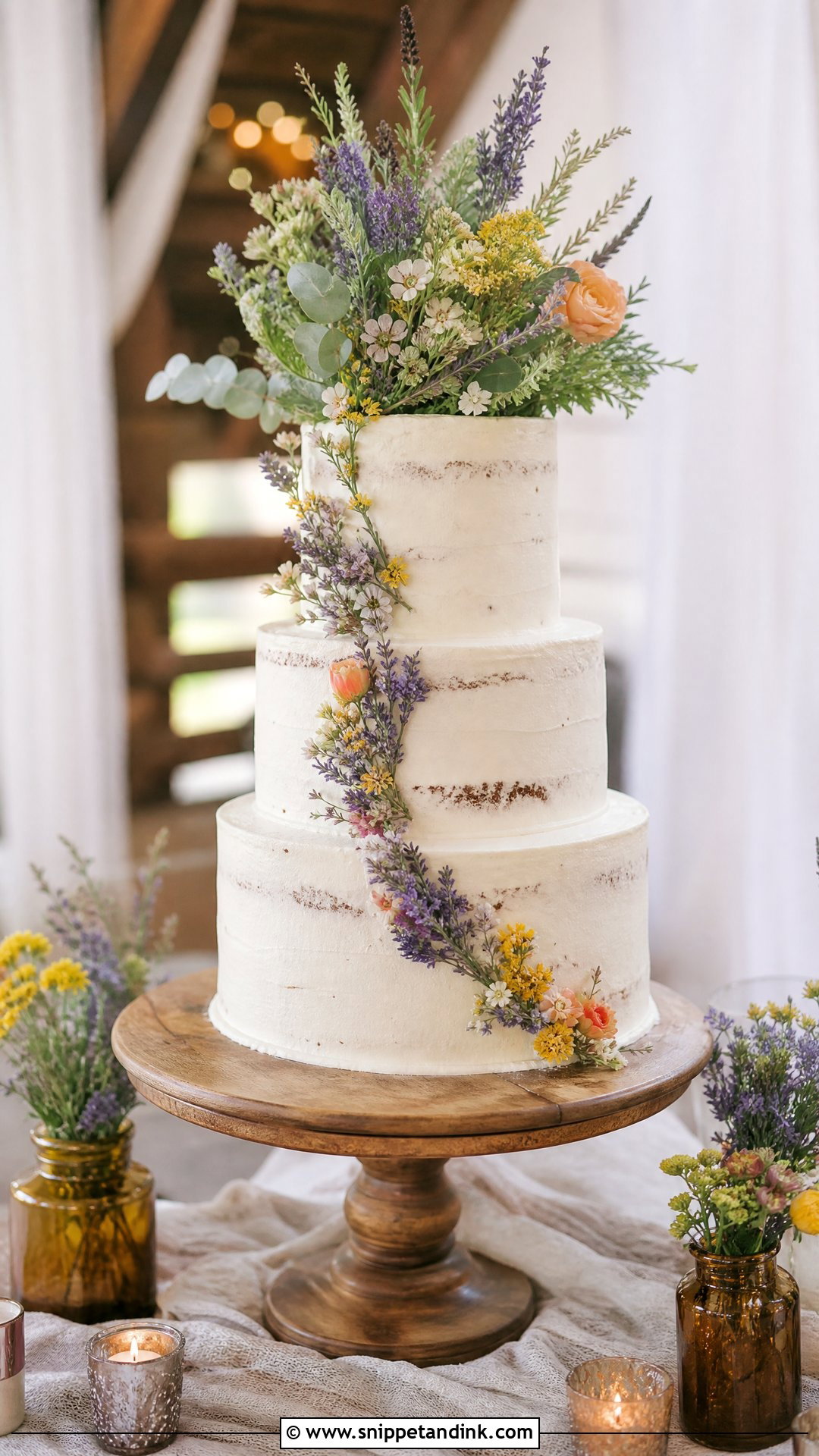 Western Wedding Cake With Wildflowers - Snippet and Ink - 30 Western Cake Ideas for Wedding