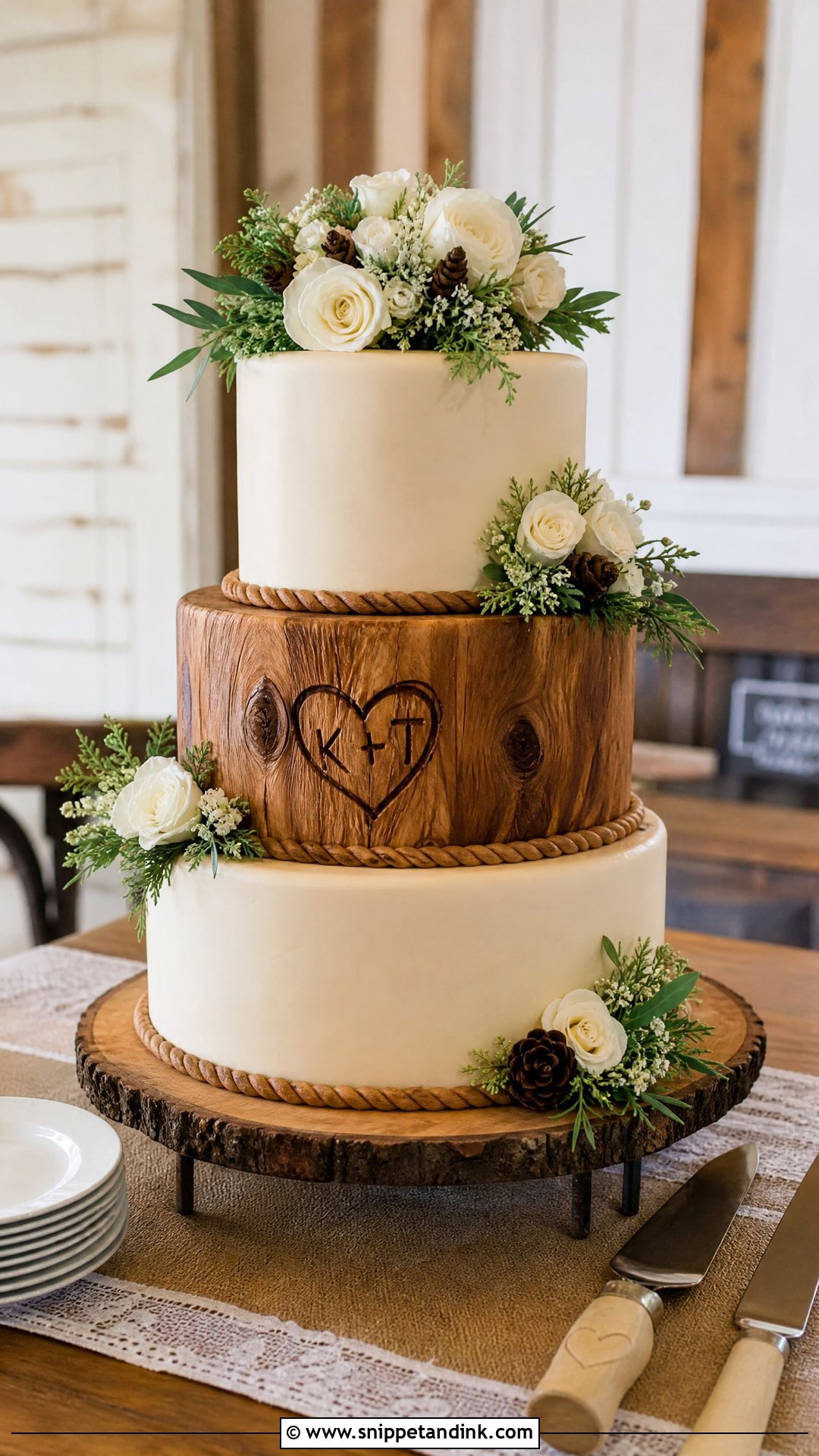 Western Wedding Cake With Woodgrain - Snippet and Ink - 30 Western Cake Ideas for Wedding