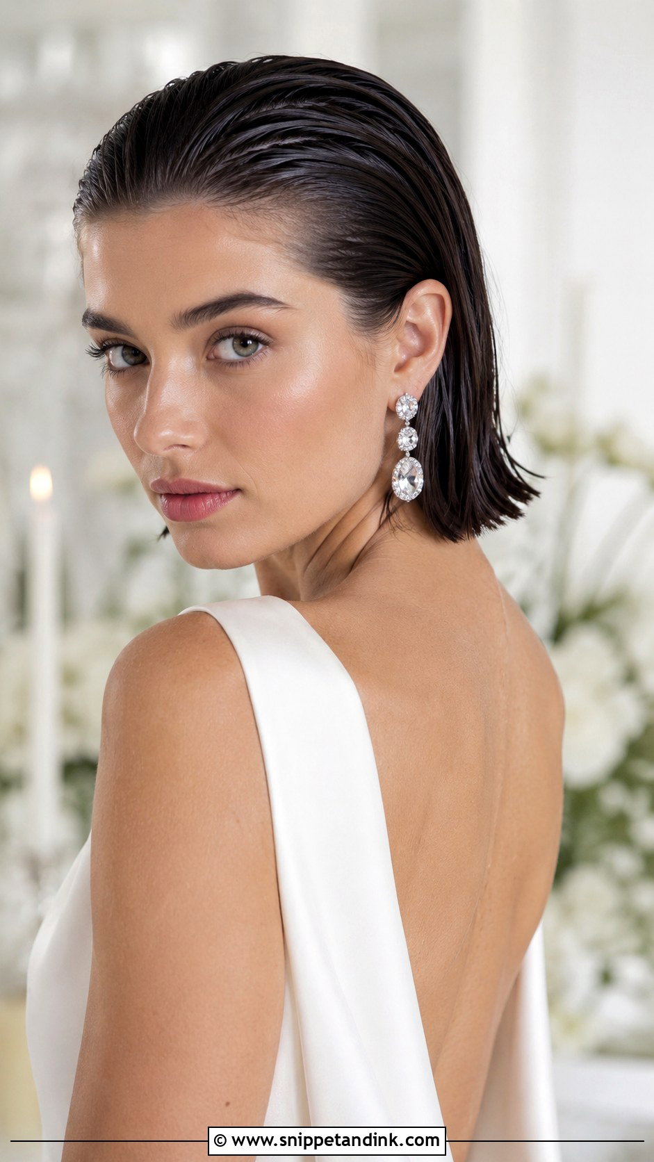 Wet Look Bob for Brides - Snippet and Ink - 30 Short Hair Wedding Ideas