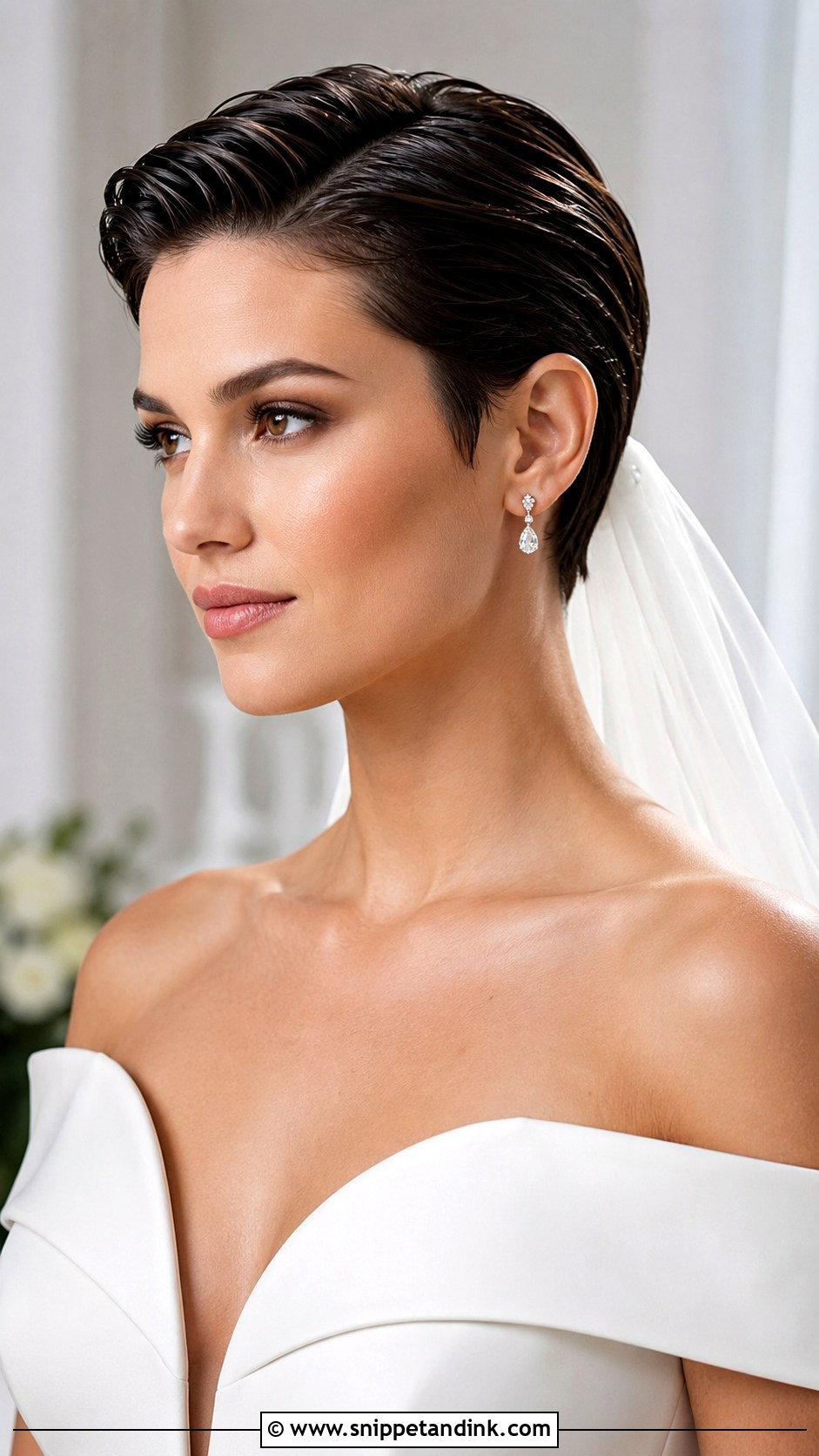 Wet Look Pixie Wedding Hairstyle - Snippet and Ink - 15 Wedding Hairstyles for Pixie Haircut