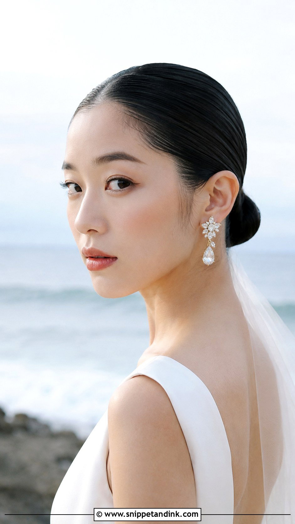 Wet Look Slicked Back Hair - Snippet and Ink - 30 Beach Wedding Hair Ideas