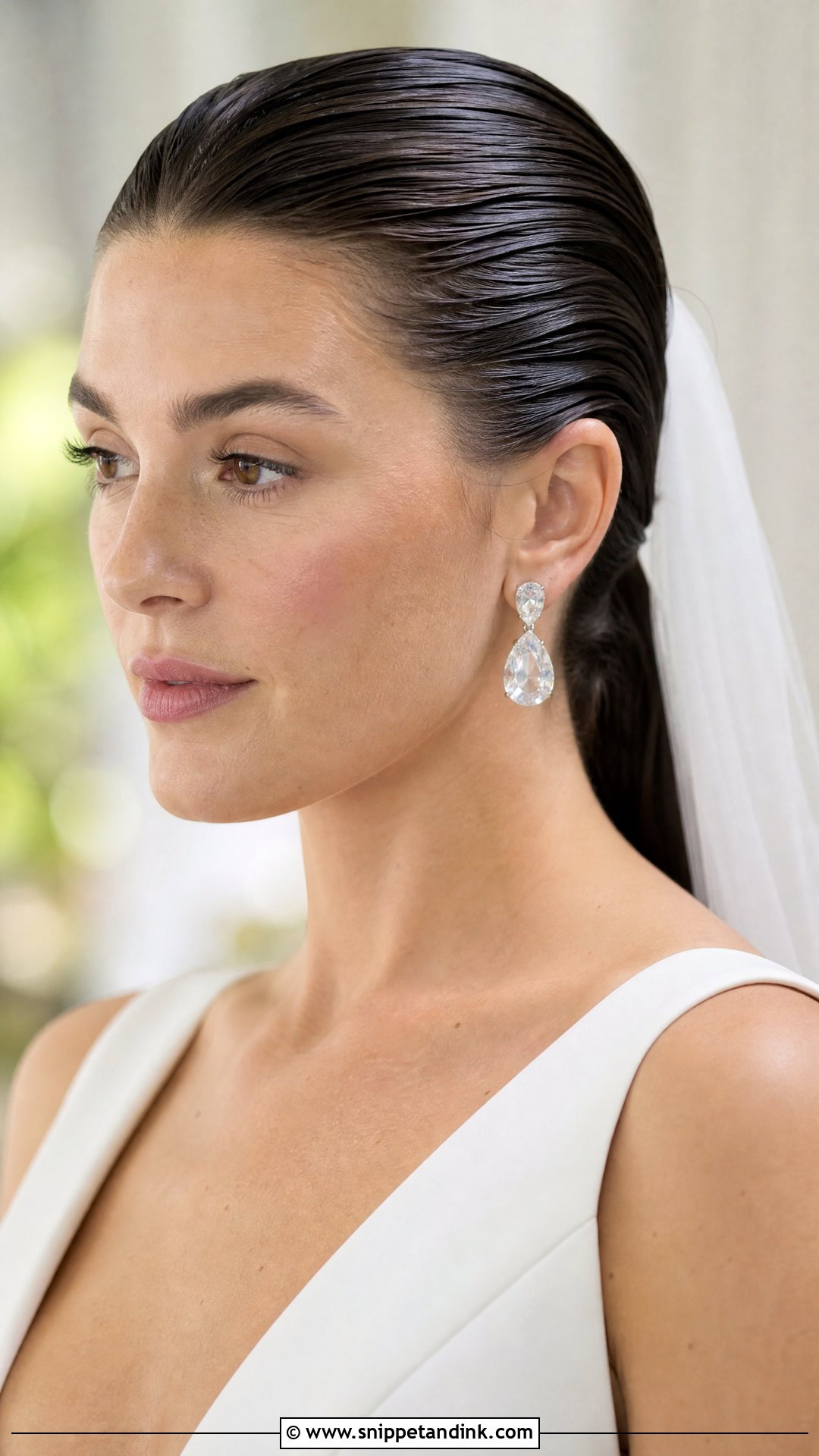 Wet Look Slicked Back Hair - Snippet and Ink - 20 Long Wedding Hair All Down Ideas