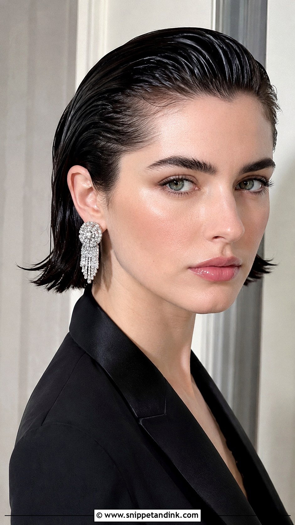 Wet Look Slicked Bob - Snippet and Ink - 25 Short Hair Wedding Guest Ideas