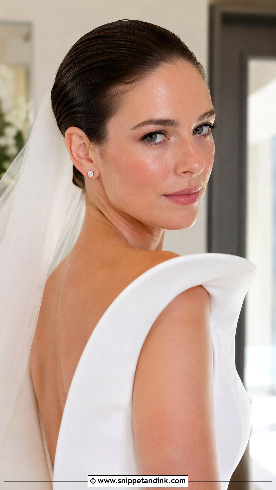 Wet Look Slicked Bridal Hair - Snippet and Ink - 25 Sleek Wedding Hair Ideas