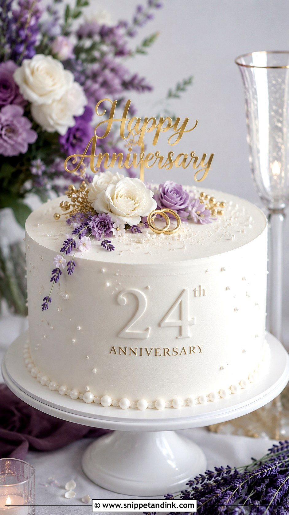 White 24th Anniversary Cake - Snippet and Ink - 20 24th Anniversary Cake Ideas