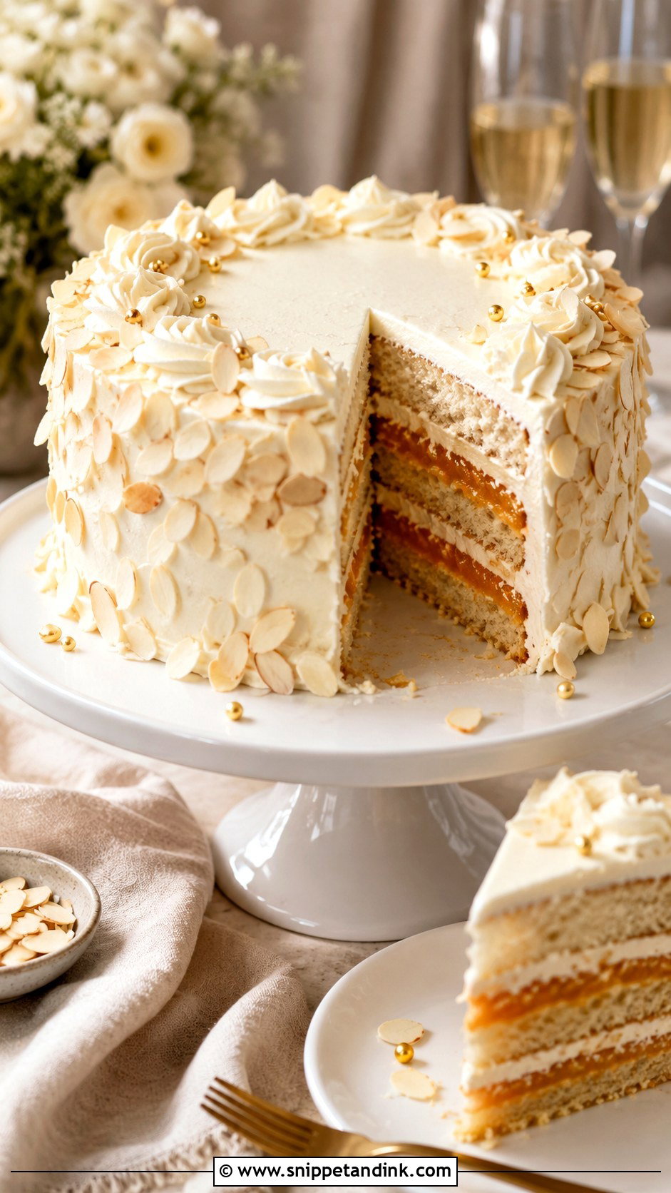 White Almond Wedding Cake With Apricot Filling - Snippet and Ink - 25 White Almond Wedding Cake Recipe From Scratch