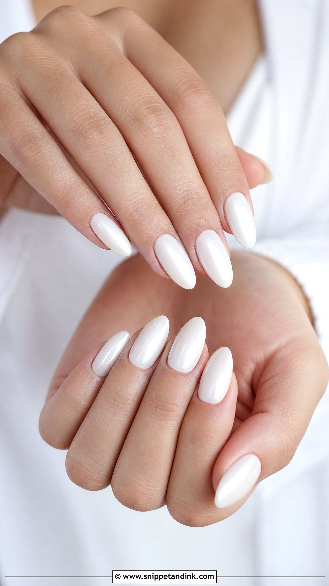White Almond Wedding Nails - Snippet and Ink - 25 Elegant White Wedding Nail Art Ideas