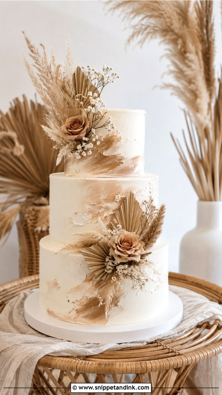 White And Brown Boho Wedding Cake - Snippet and Ink - 20 White and Brown Cake Design Ideas for Wedding