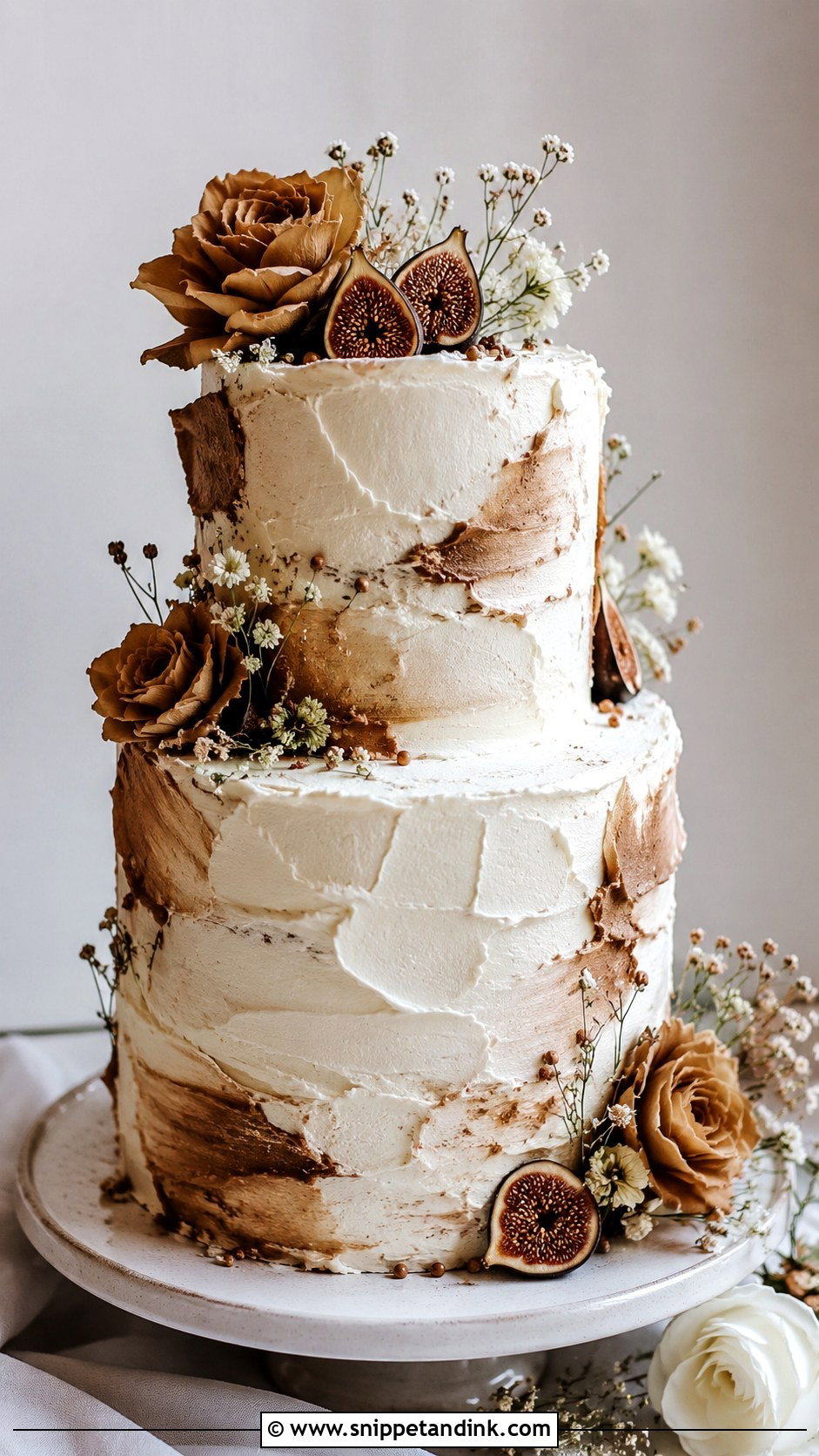 White And Brown Buttercream Wedding Cake - Snippet and Ink - 20 White and Brown Cake Design Ideas for Wedding