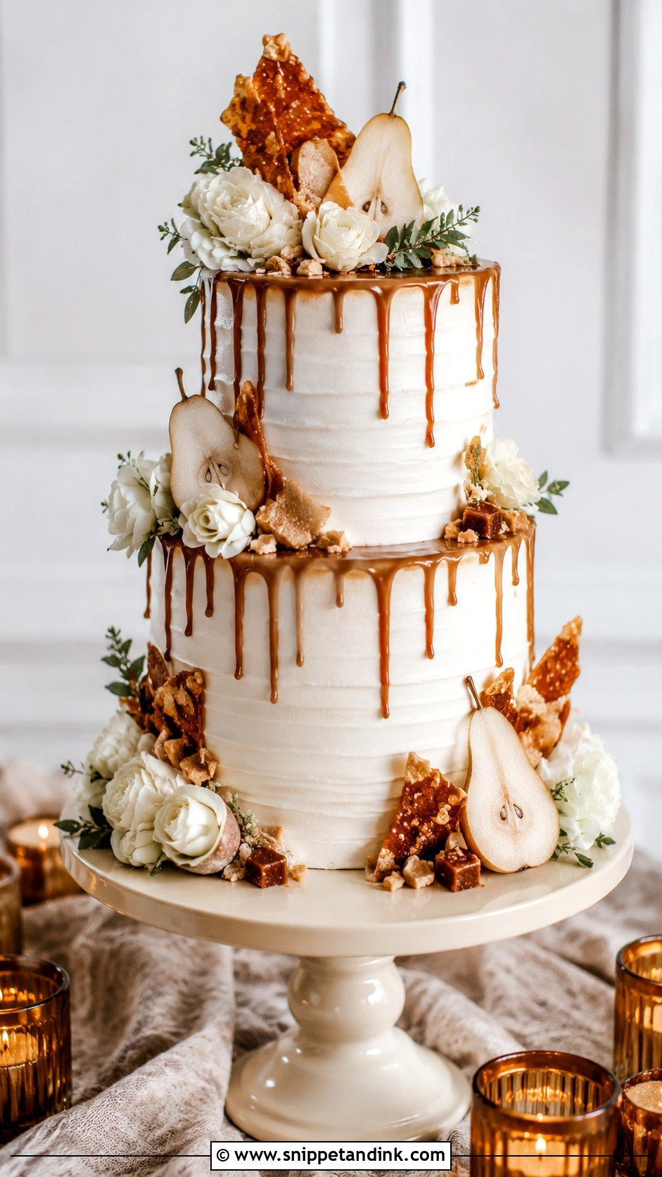 White And Brown Caramel Wedding Cake - Snippet and Ink - 20 White and Brown Cake Design Ideas for Wedding