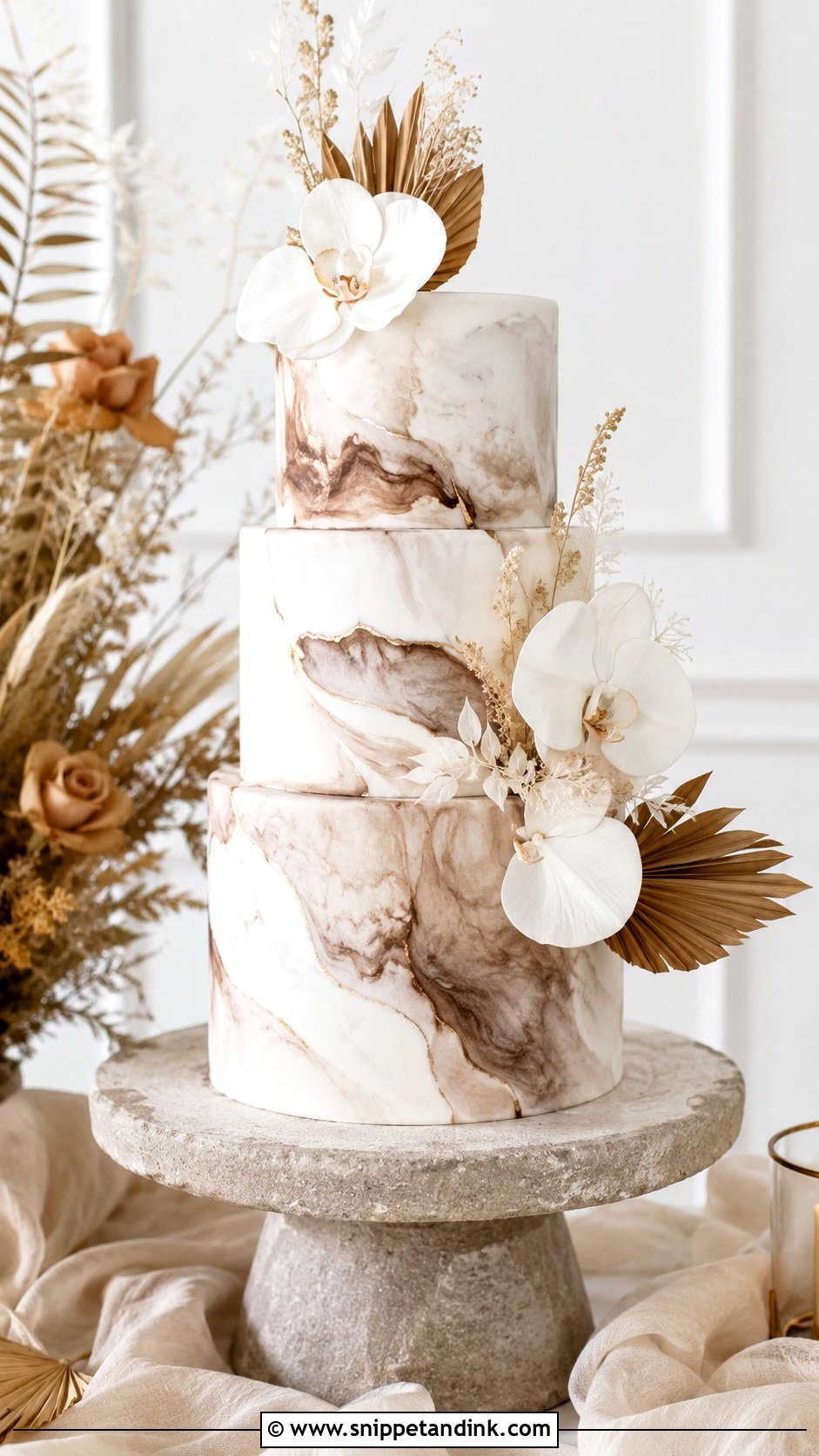 White And Brown Marble Wedding Cake - Snippet and Ink - 20 White and Brown Cake Design Ideas for Wedding