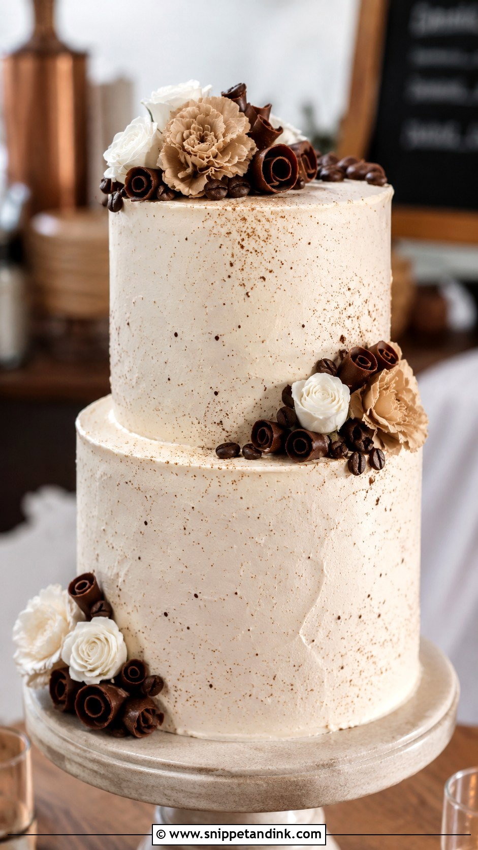 White And Brown Mocha Wedding Cake - Snippet and Ink - 20 White and Brown Cake Design Ideas for Wedding