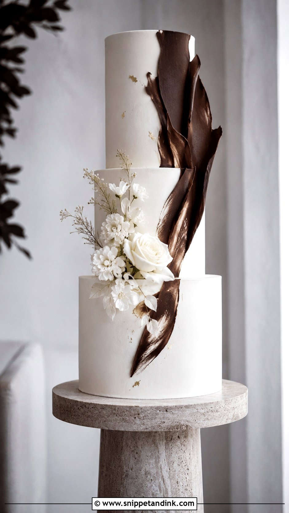 White And Brown Modern Wedding Cake - Snippet and Ink - 20 White and Brown Cake Design Ideas for Wedding
