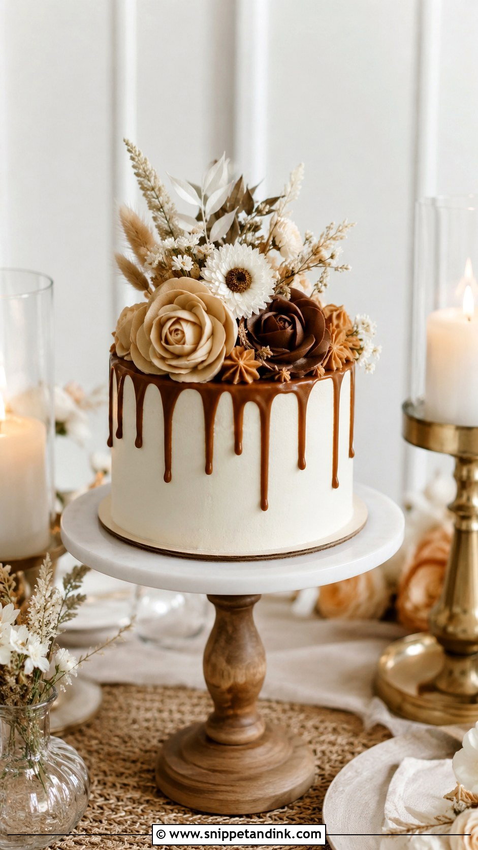 White And Brown Small Wedding Cake - Snippet and Ink - 20 White and Brown Cake Design Ideas for Wedding