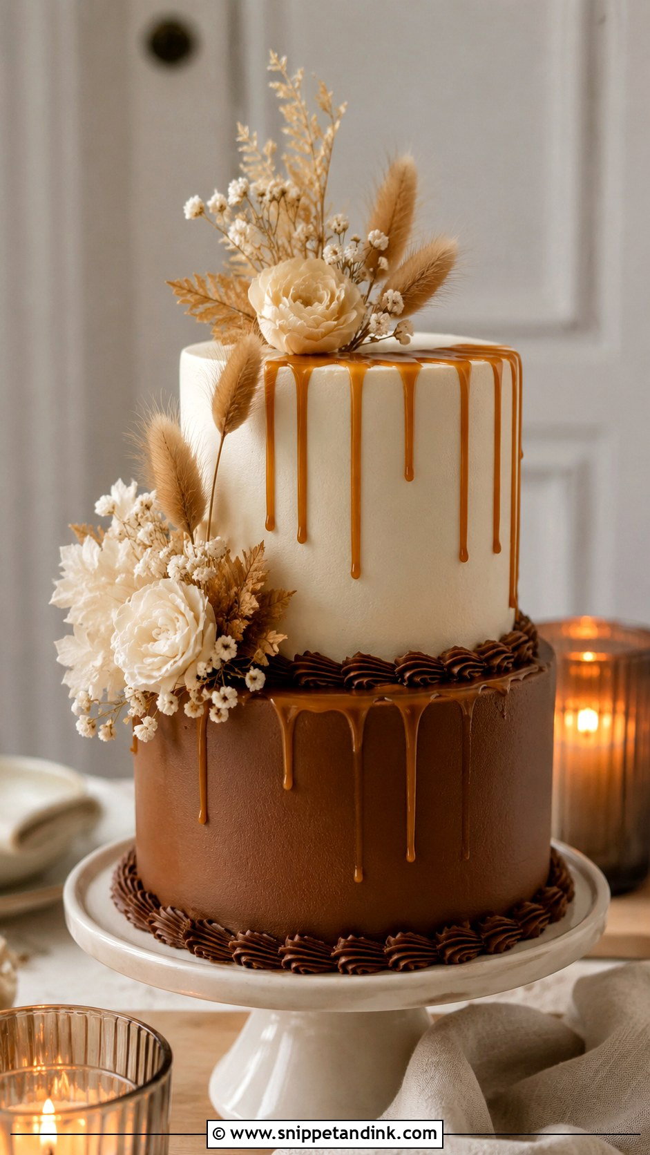 White And Brown Two Tier Wedding Cake - Snippet and Ink - 20 White and Brown Cake Design Ideas for Wedding