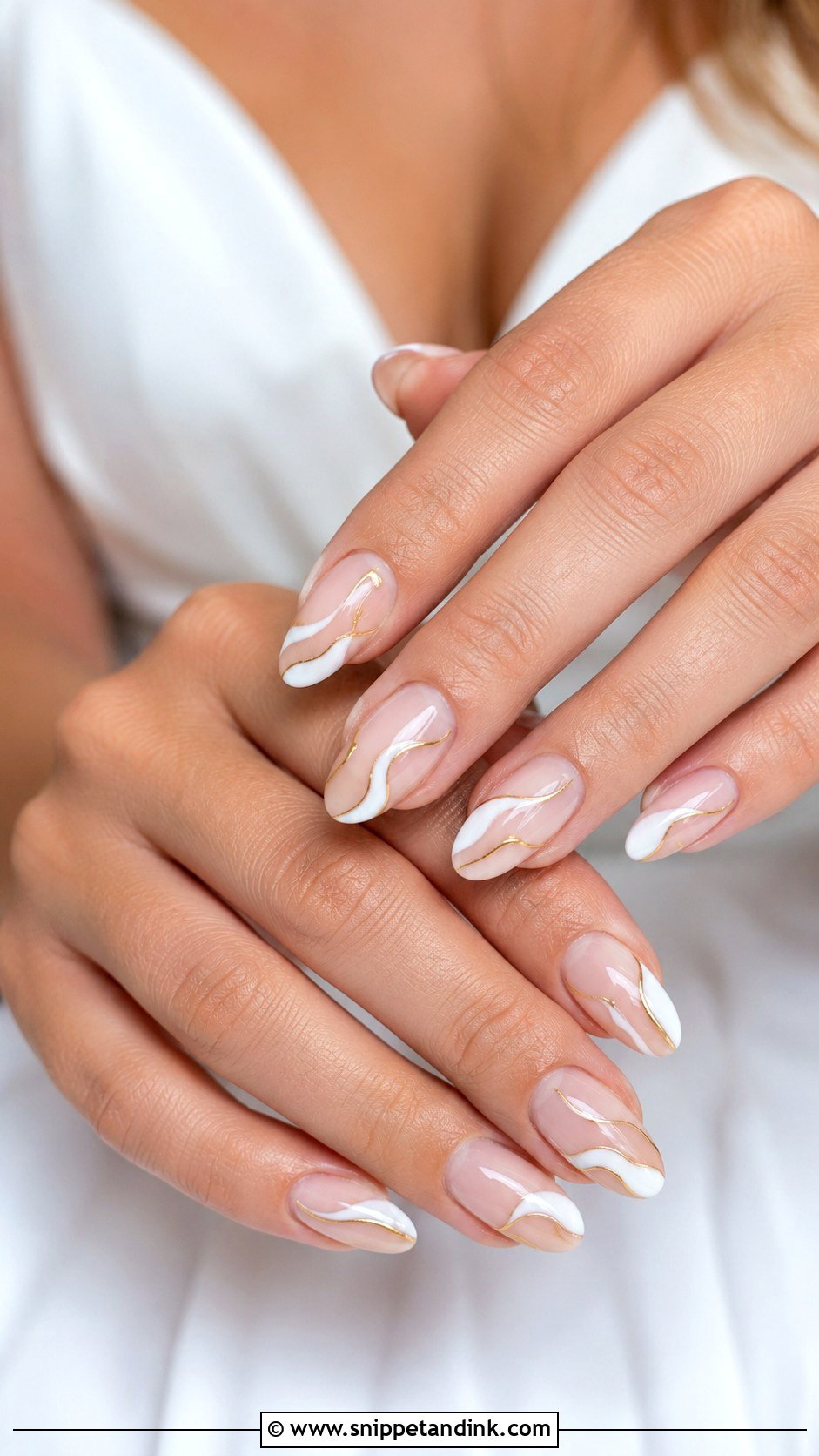 White And Gold Abstract Wedding Nails - Snippet and Ink - 20 White and Gold Wedding Nails