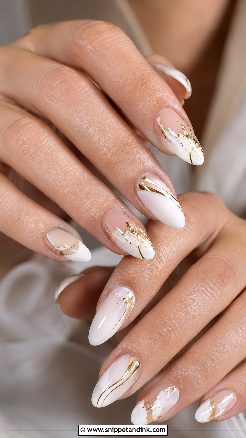 White And Gold Anniversary Nails - Snippet and Ink - 20 Wedding Anniversary Nails Ideas