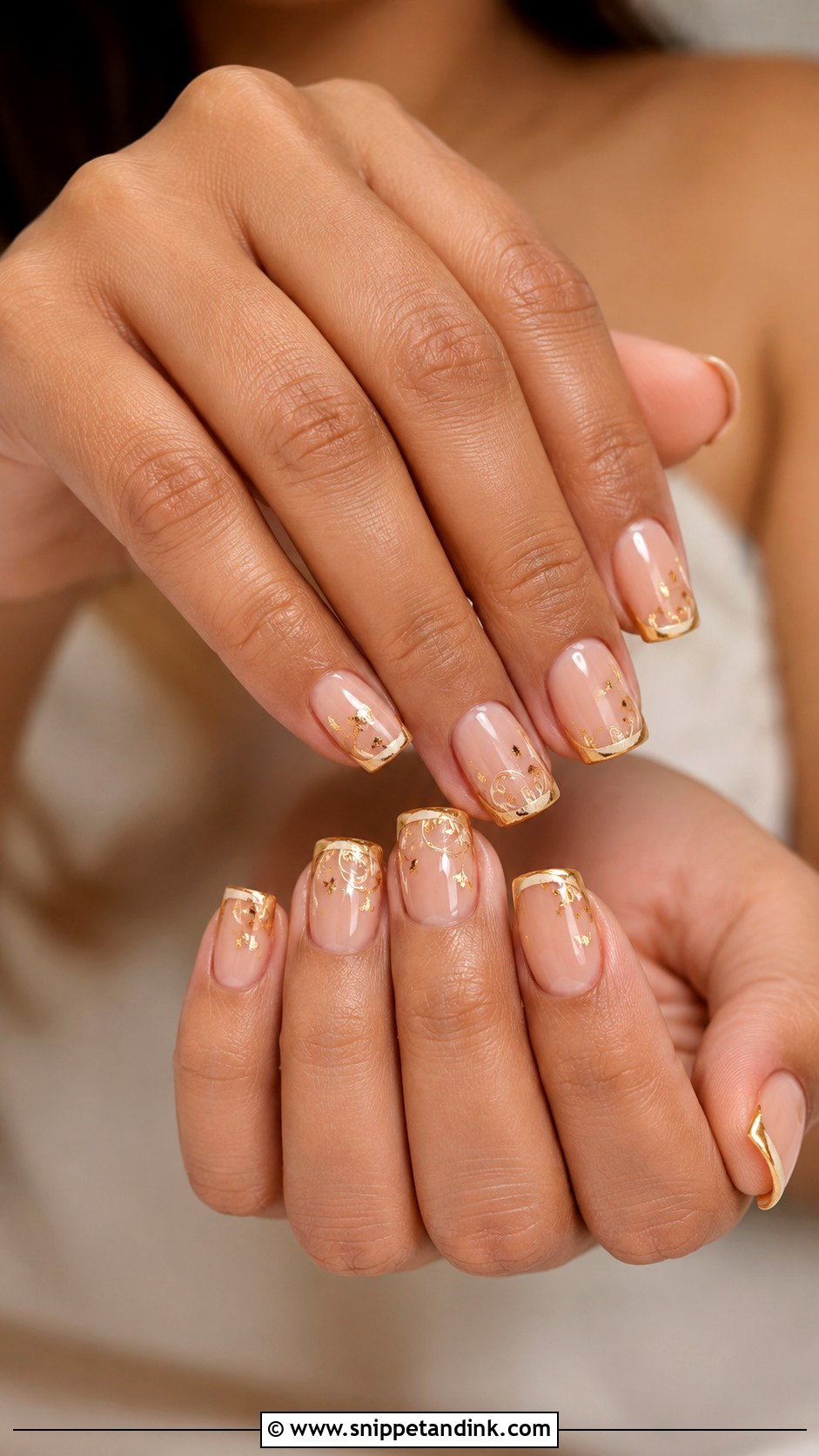 White And Gold Indian Bridal Nails - Snippet and Ink - 20 Indian Golden Bridal Nail Art Ideas