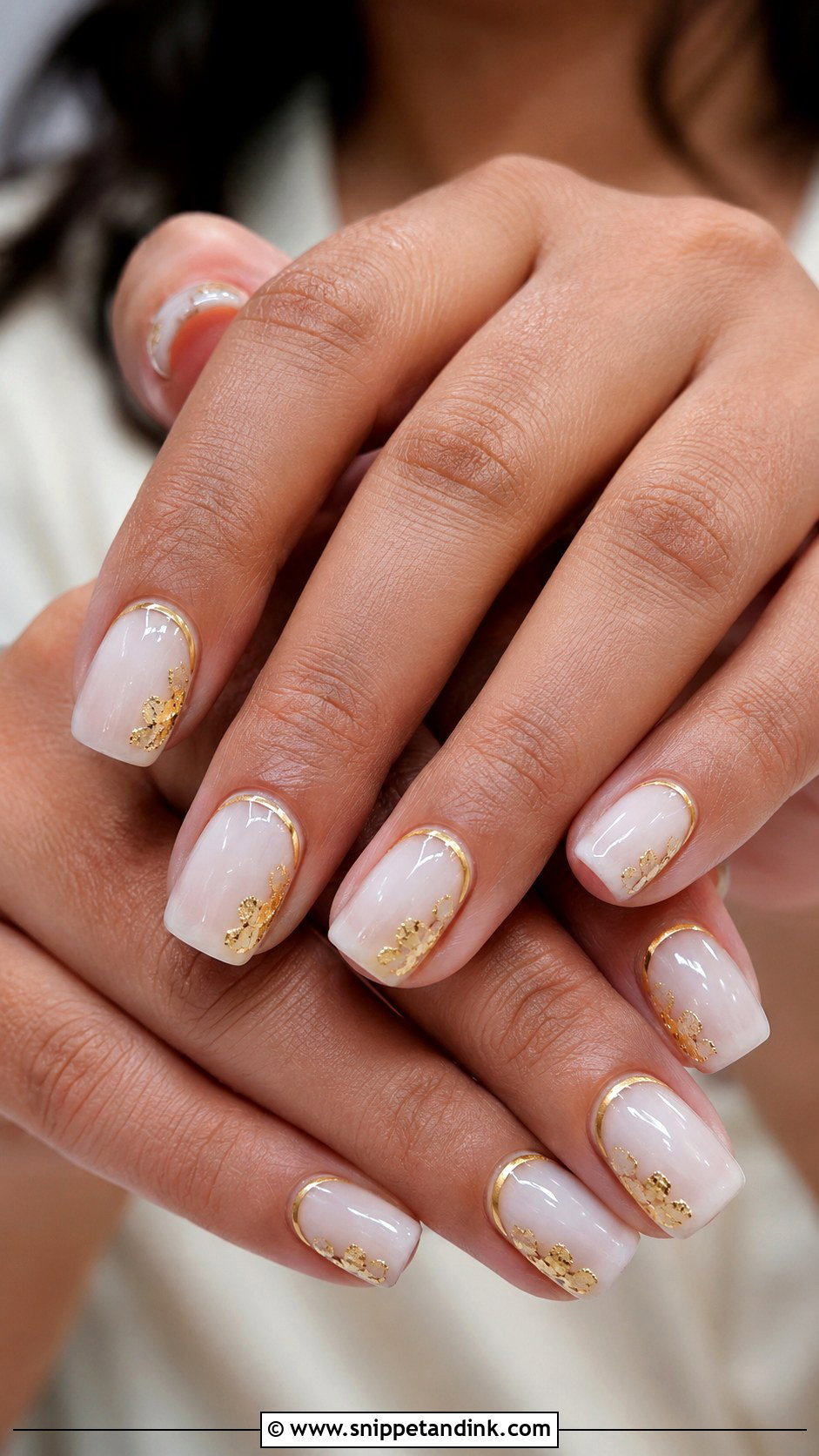 White And Gold Indian Wedding Guest Nails - Snippet and Ink - 20 Indian Wedding Guest Nails