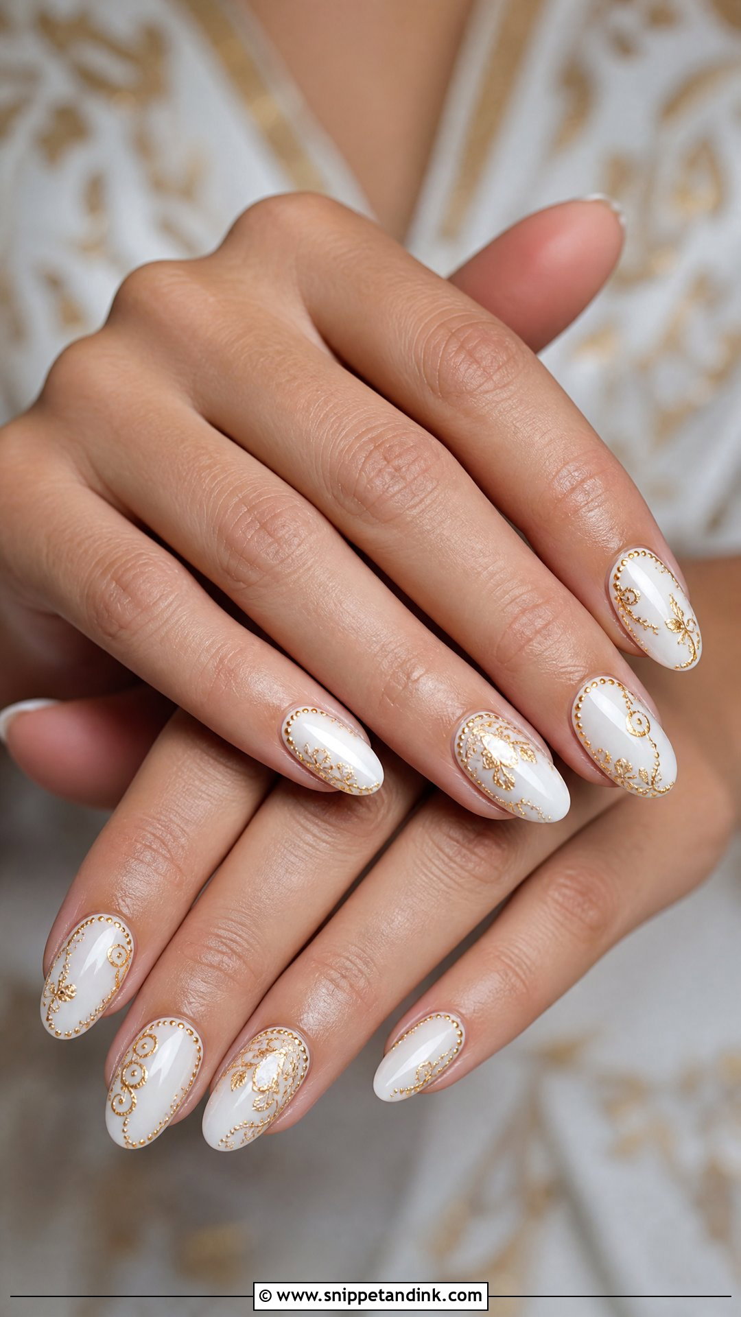 White And Gold Indian Wedding Nails - Snippet and Ink - 25 Indian Wedding Nail Art Designs