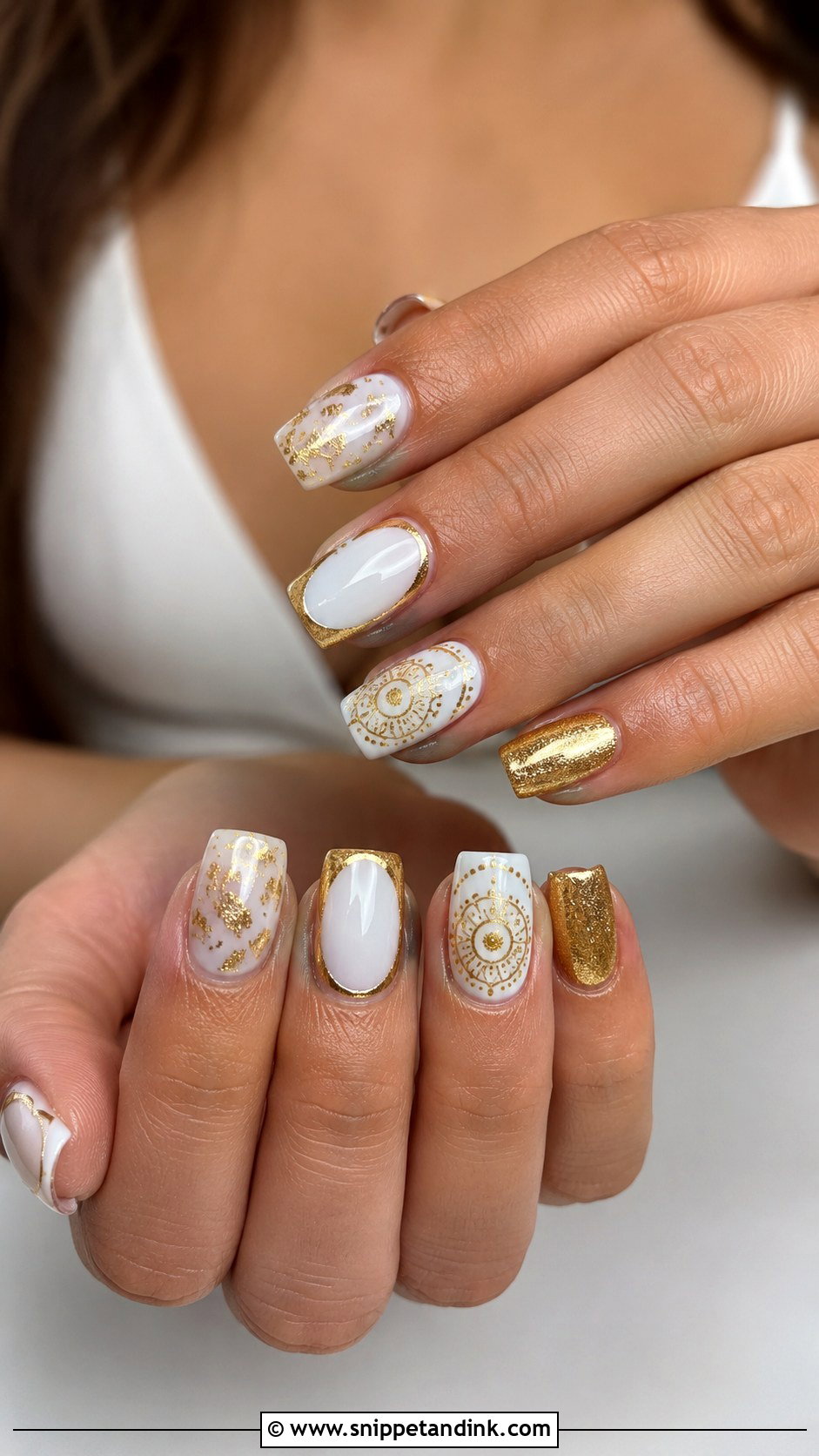 White And Gold Indian Wedding Nails - Snippet and Ink - 30 Indian Wedding Nails