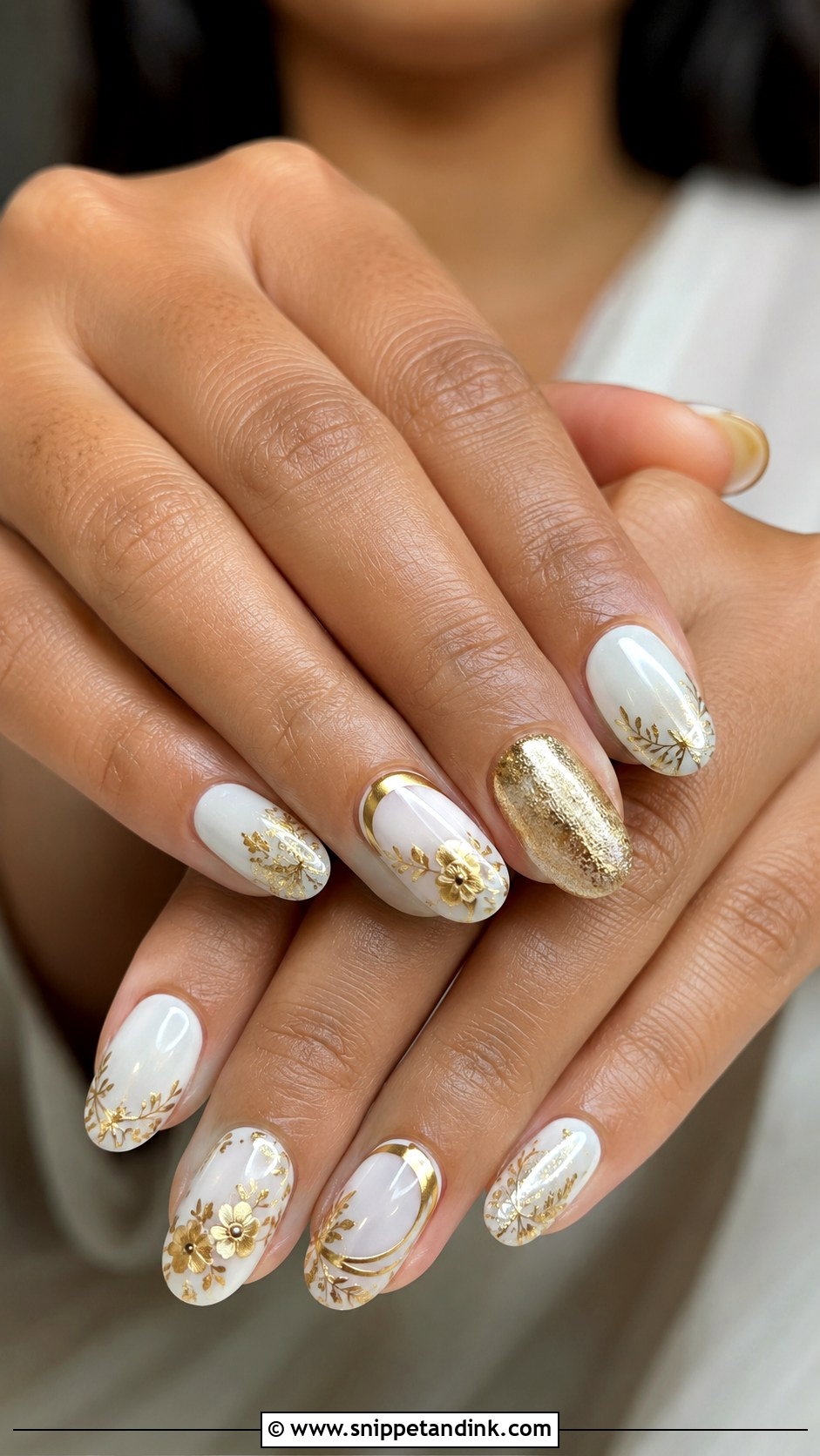 White And Gold Indian Wedding Nails - Snippet and Ink - 20 Indian Wedding Nails Design