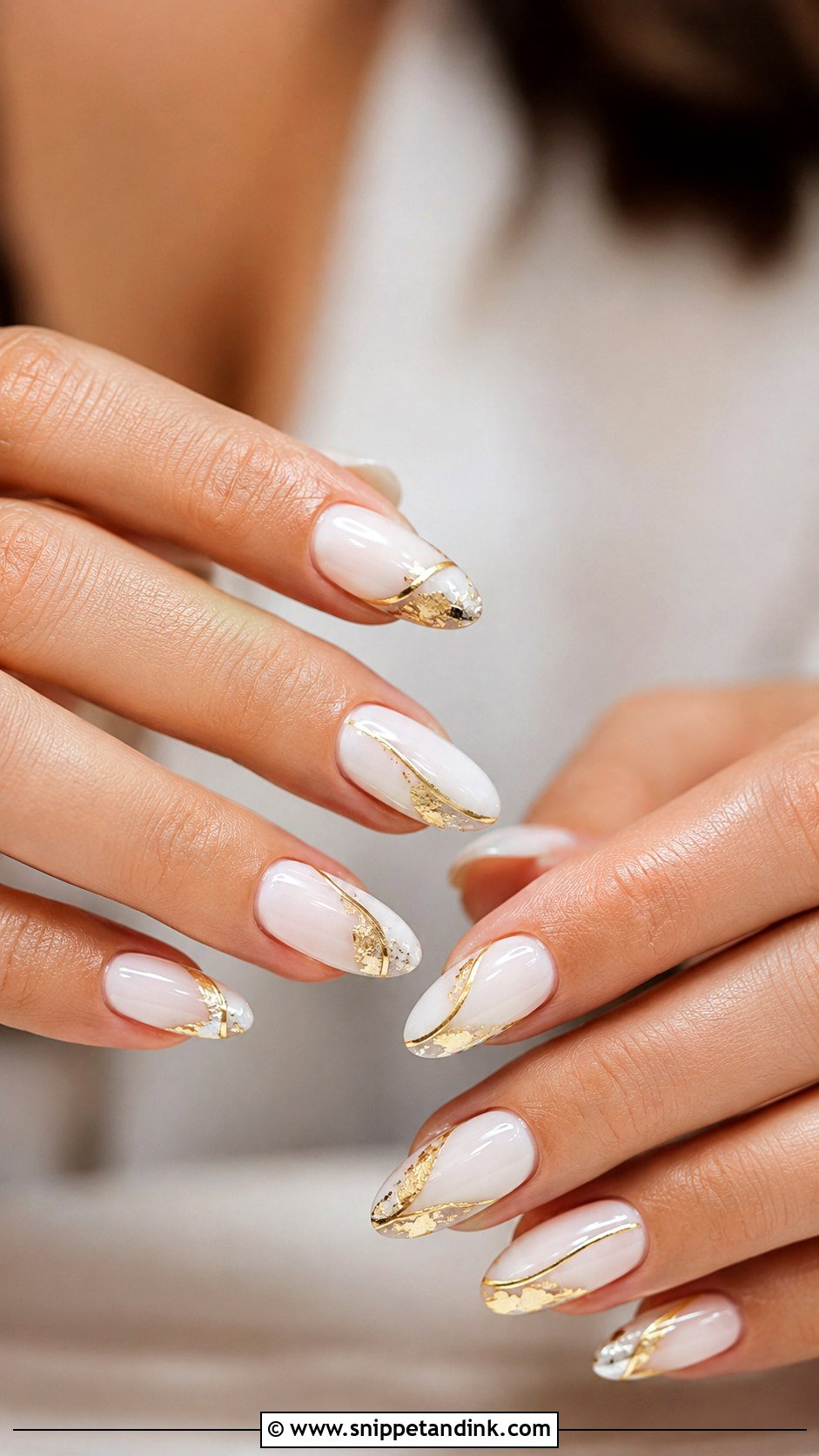 White And Gold Marriage Nails - Snippet and Ink - 30 Marriage Nails
